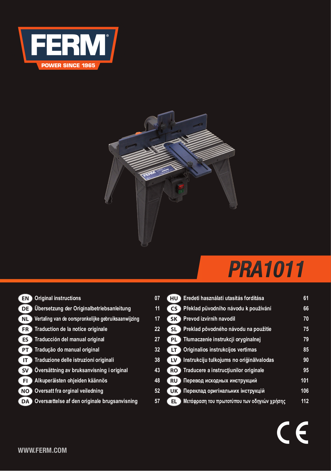 Ferm PRA1011 User guide