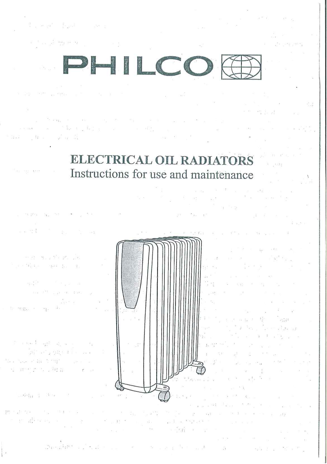 PHILCO ELECTRICAL OIL RADIATORS Instructions Manual