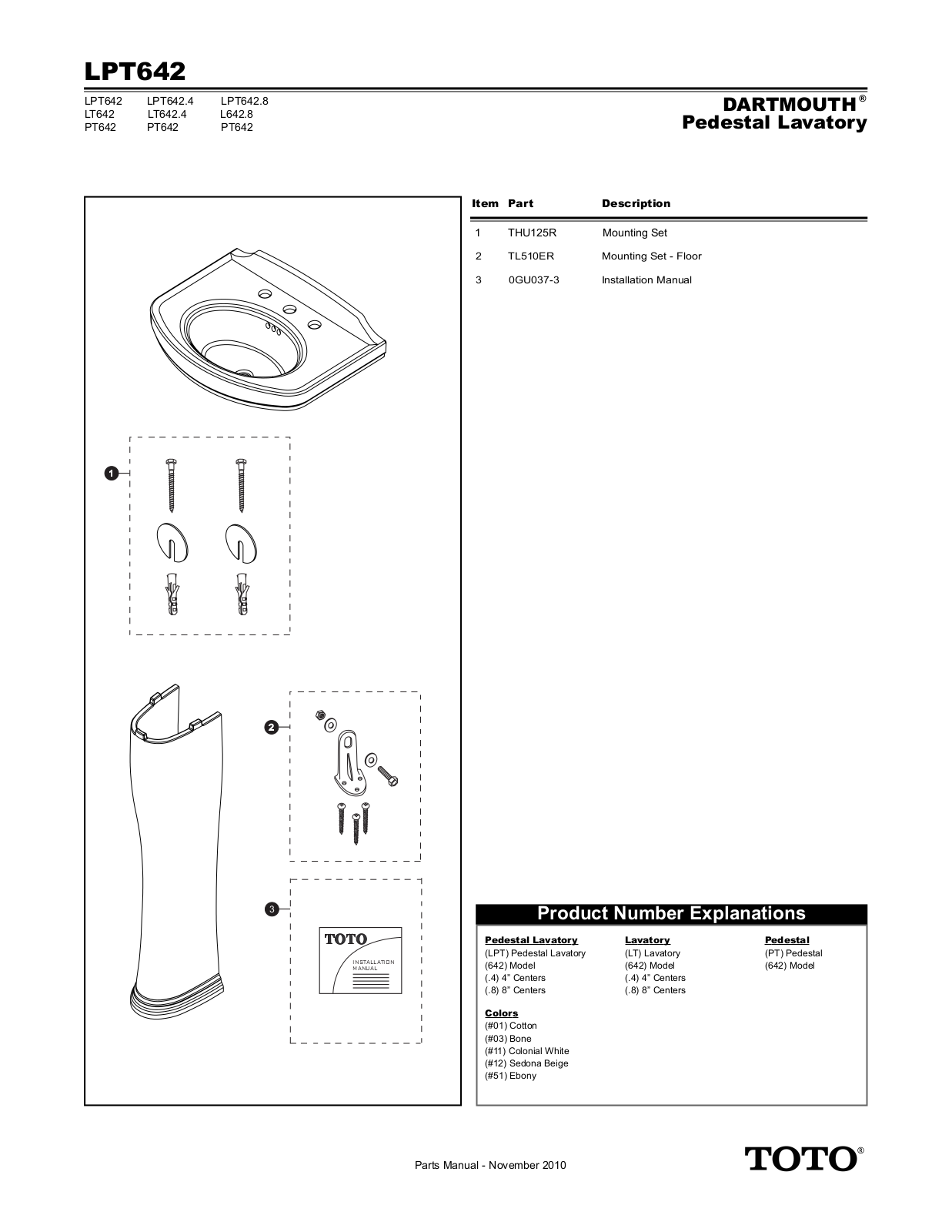 Toto LPT64201 User Manual