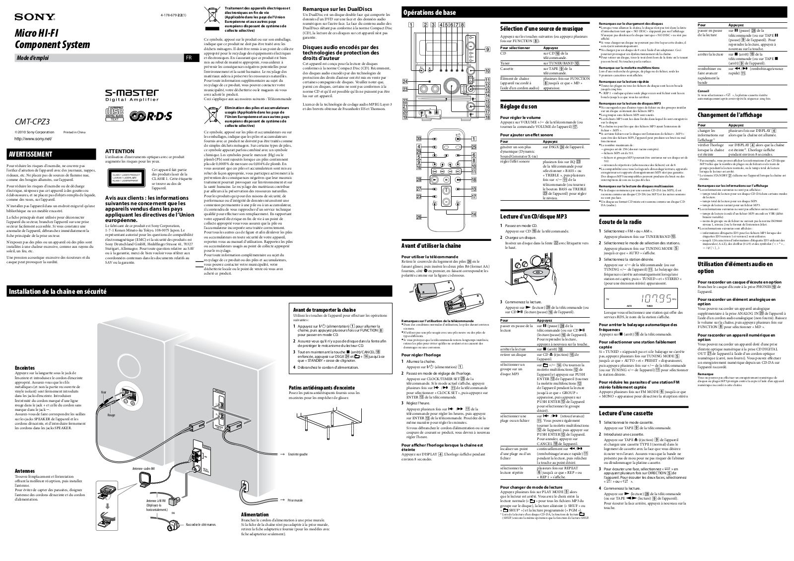 SONY CMT-CPZ3 User Manual