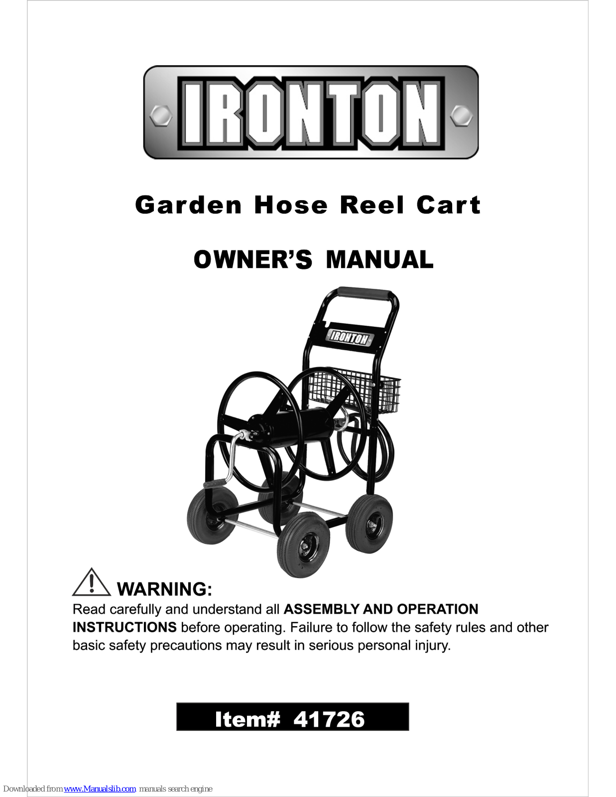 Ironton 41726 Owner's Manual