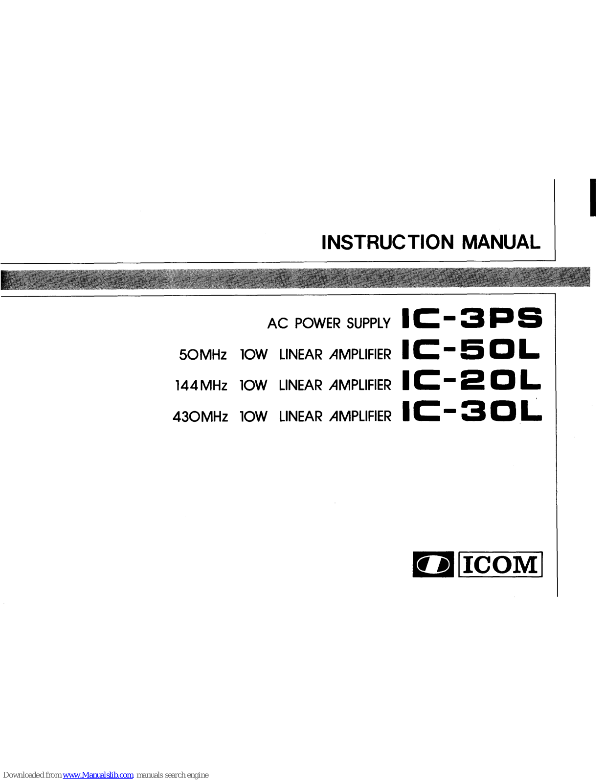 Icom uc-10L Instruction Manual