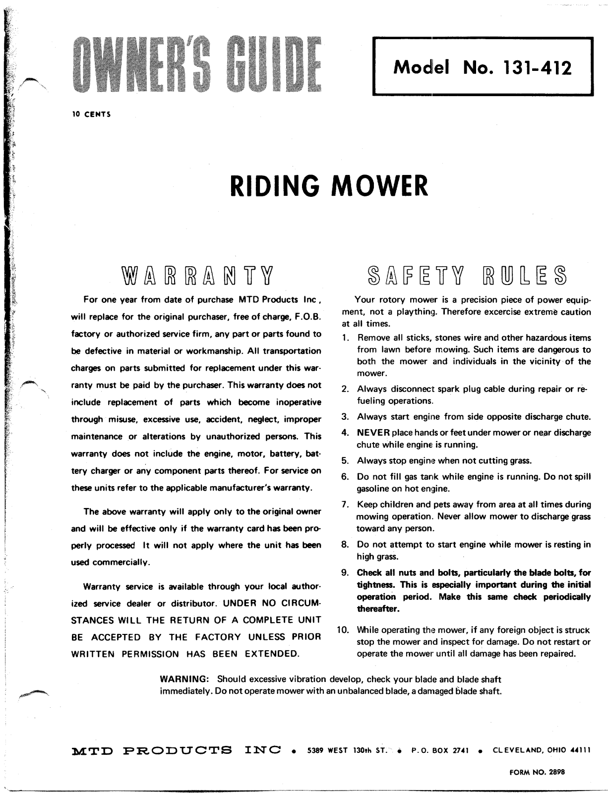 MTD 131-412 User Manual