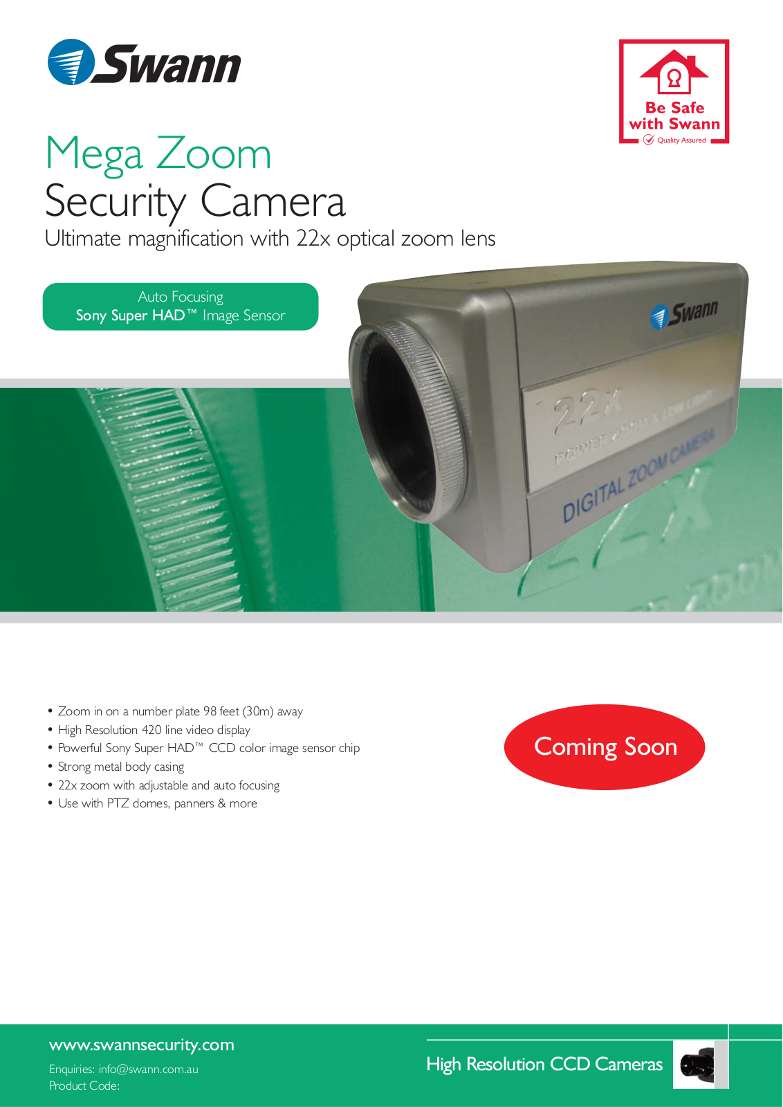 Swann 22x Zoom CCD Camera Specification - ManualMachine.com