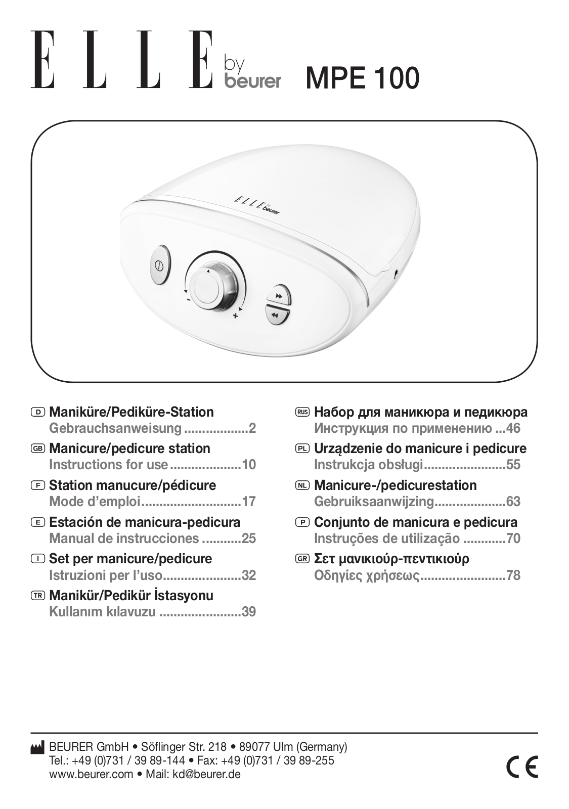 Beurer MPE 100 User Manual