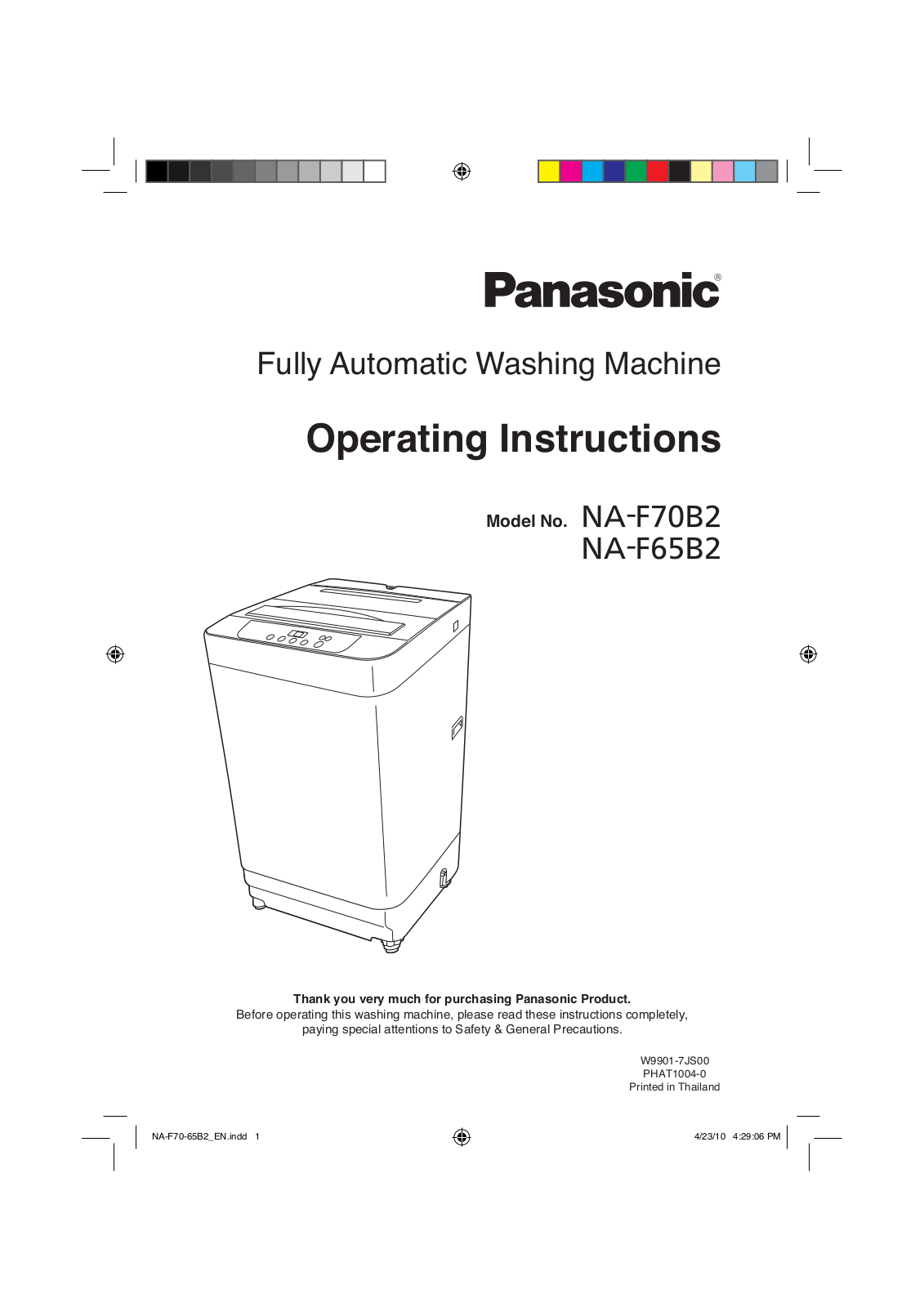 Panasonic NA-F70B2, NA-F65B2 User Manual