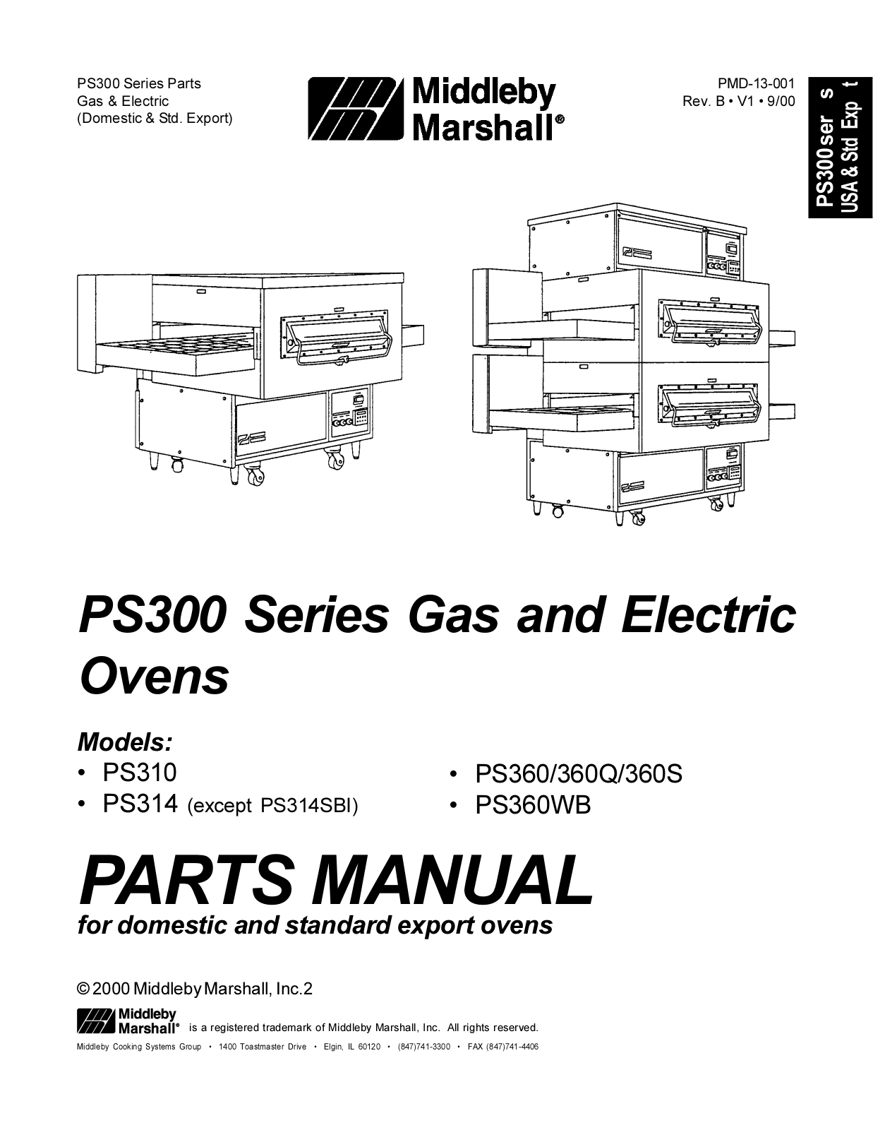 Middleby PS314 Parts List