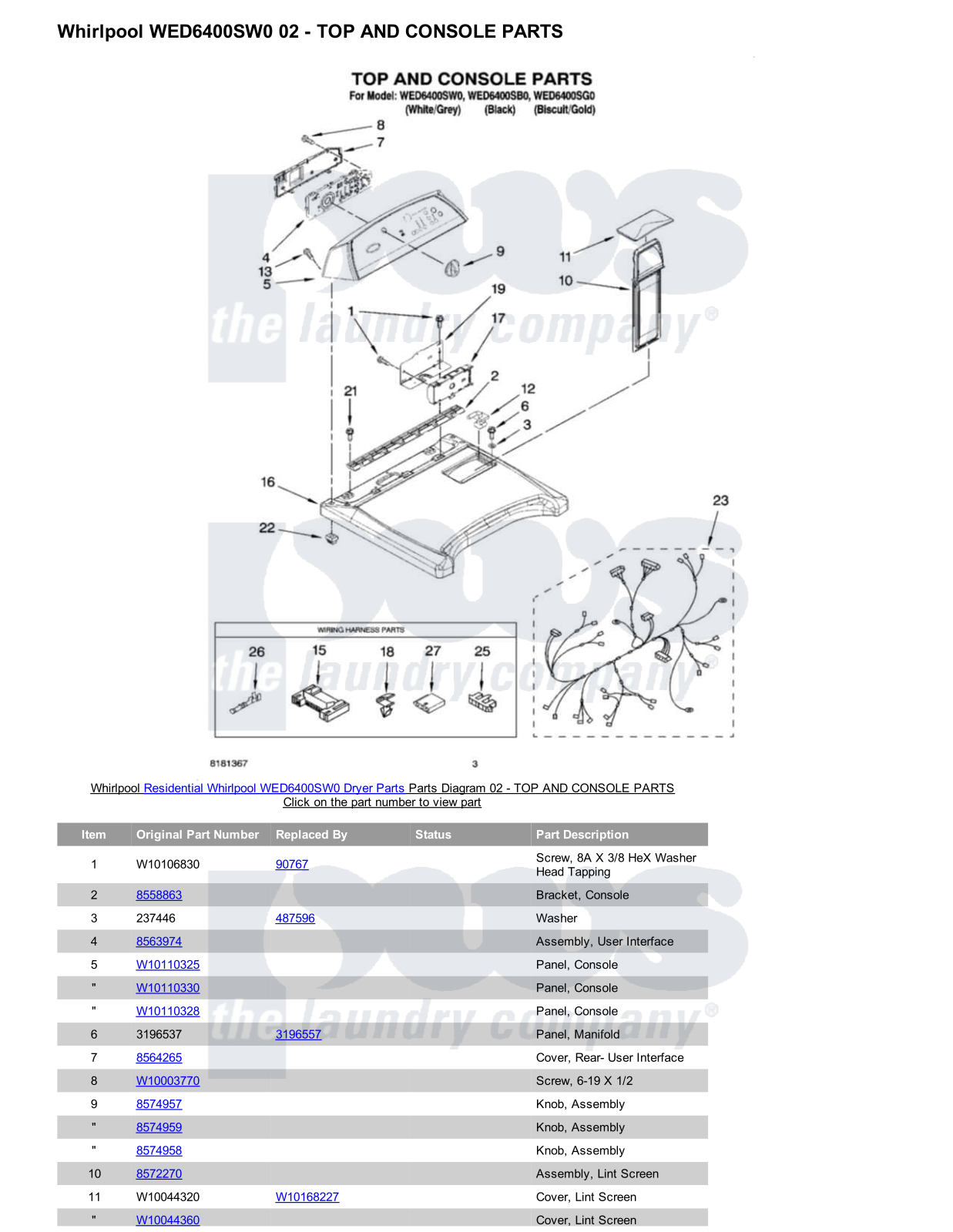 Whirlpool WED6400SW0 Parts Diagram