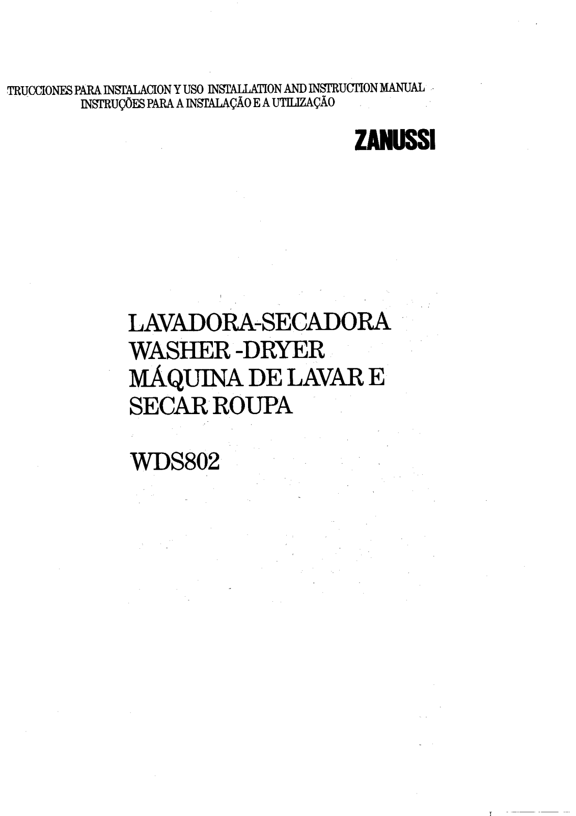 Zanussi WDS802 USER MANUAL