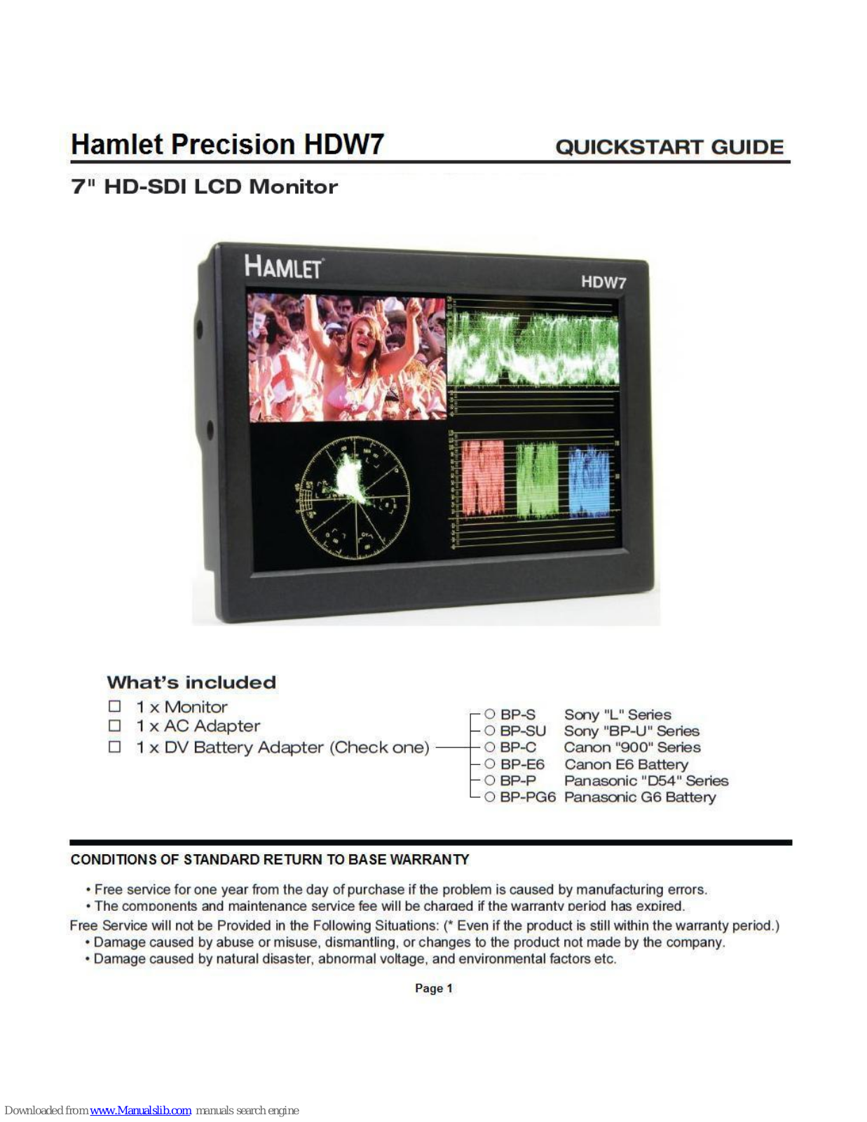 Hamlet Precision HDW7 Quick Start Manual