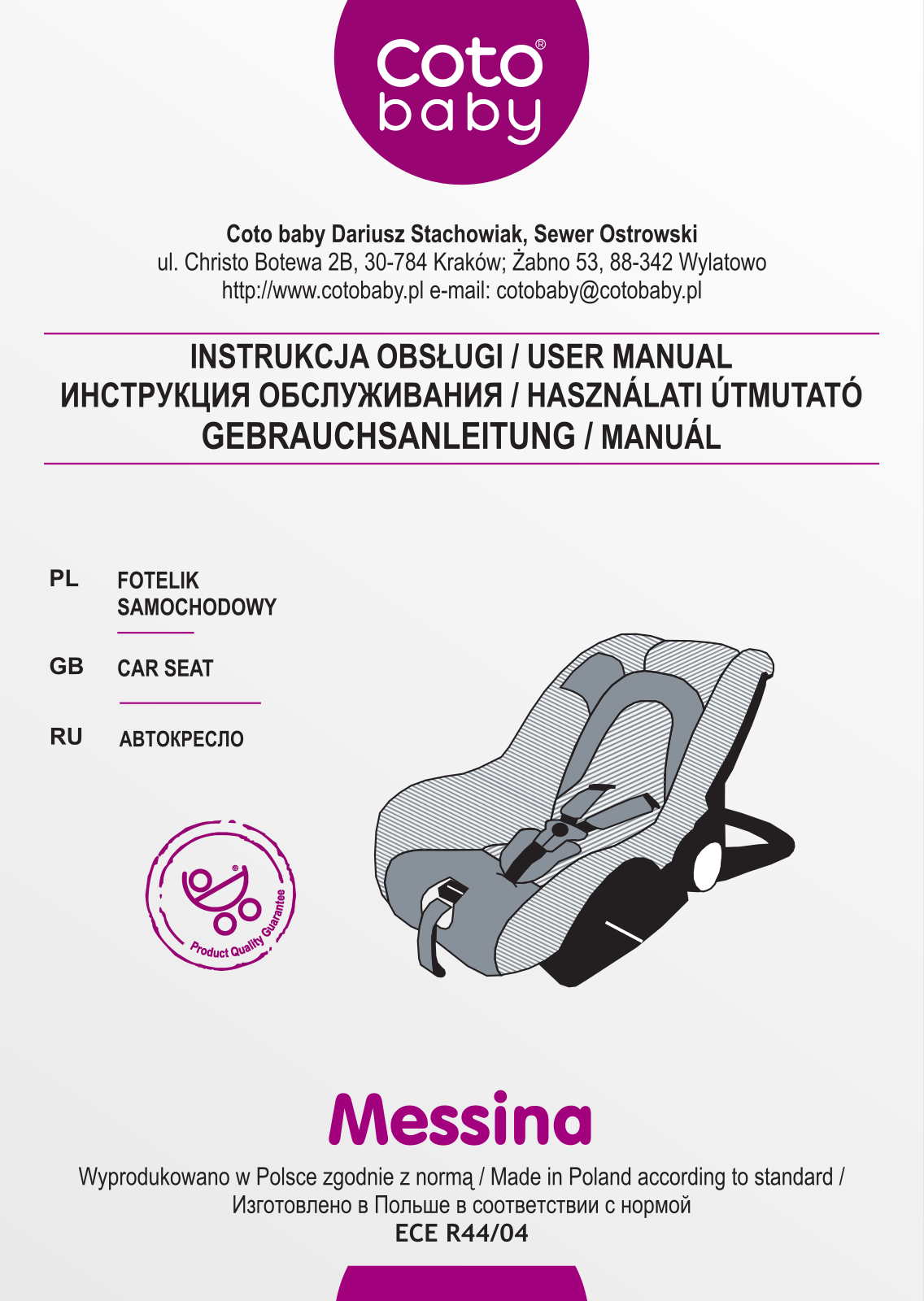 Coto Baby Messina User Manual - ManualMachine.com