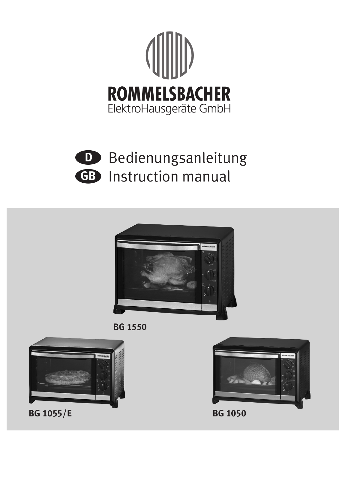 Rommelsbacher BG 1550, BG 1055E, BG 1050, BG 1055 User Manual