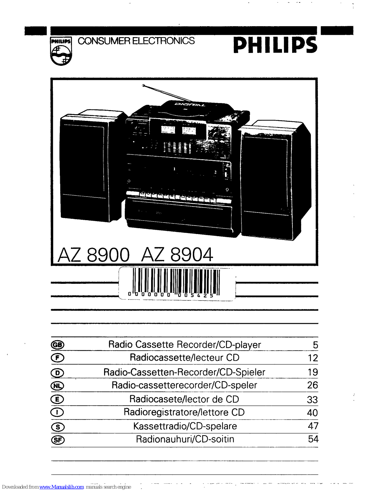 Philips AZ8904 - annexe 1, AZ 8904 User Manual