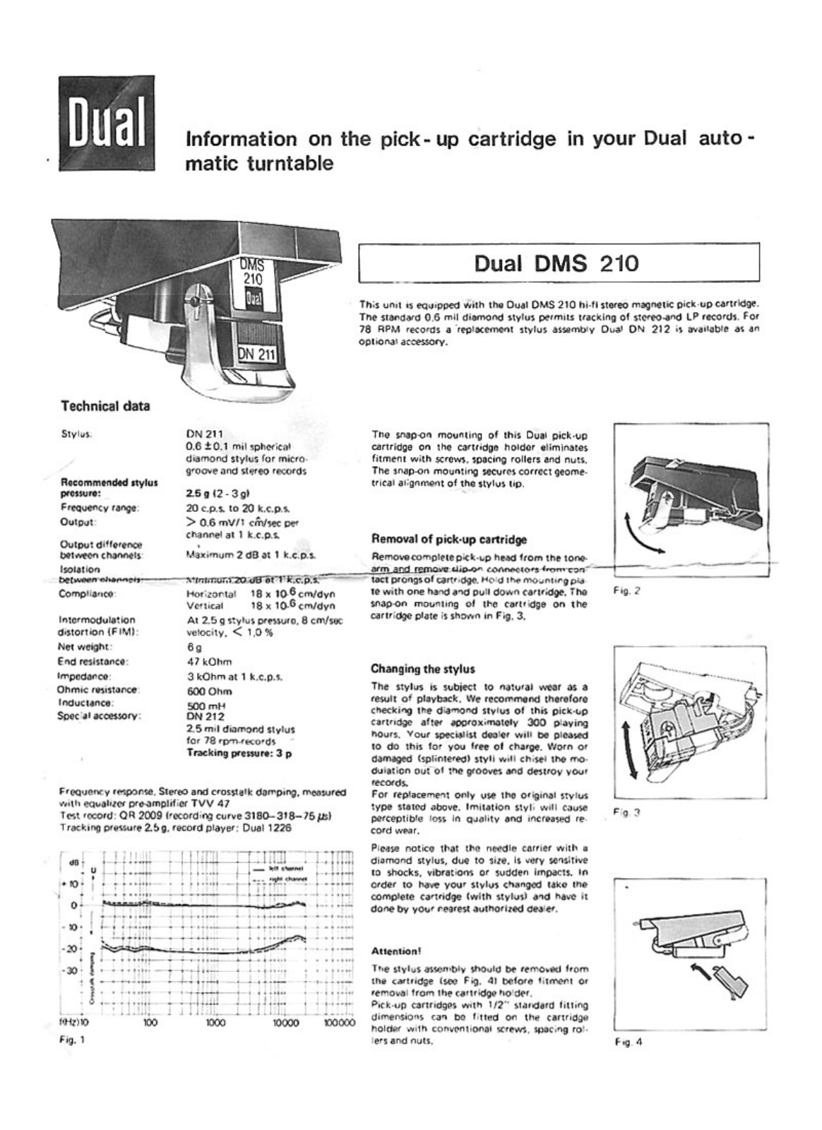 Dual DMS-210 Owners manual