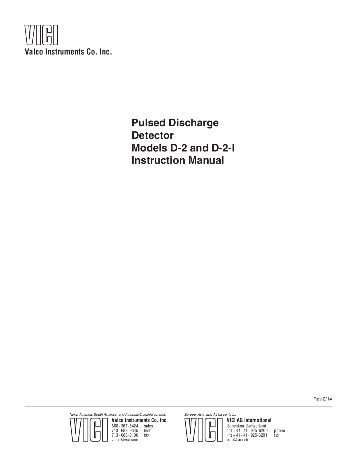 VICI D-2-I User Manual