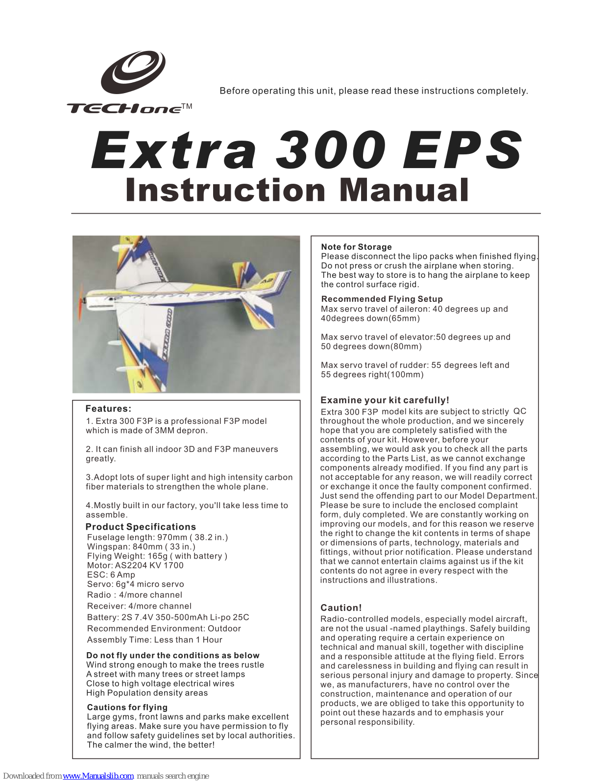 Tech One Extra 300 EPS Instruction Manual