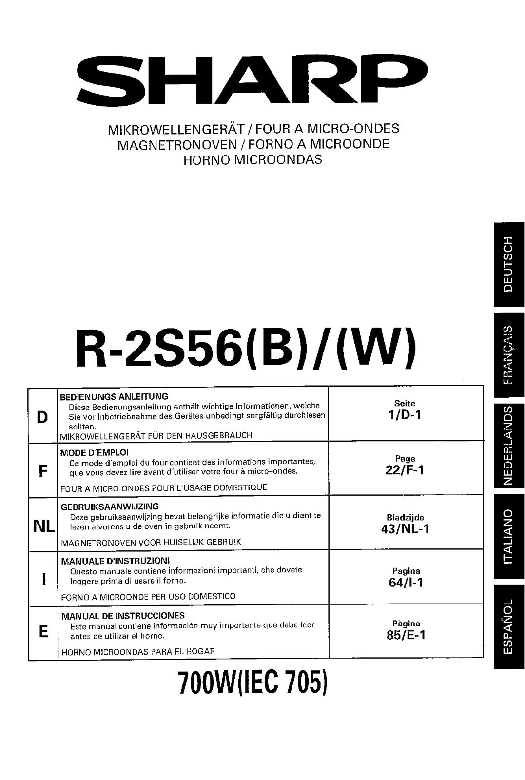 Sharp R-2S56 User Manual