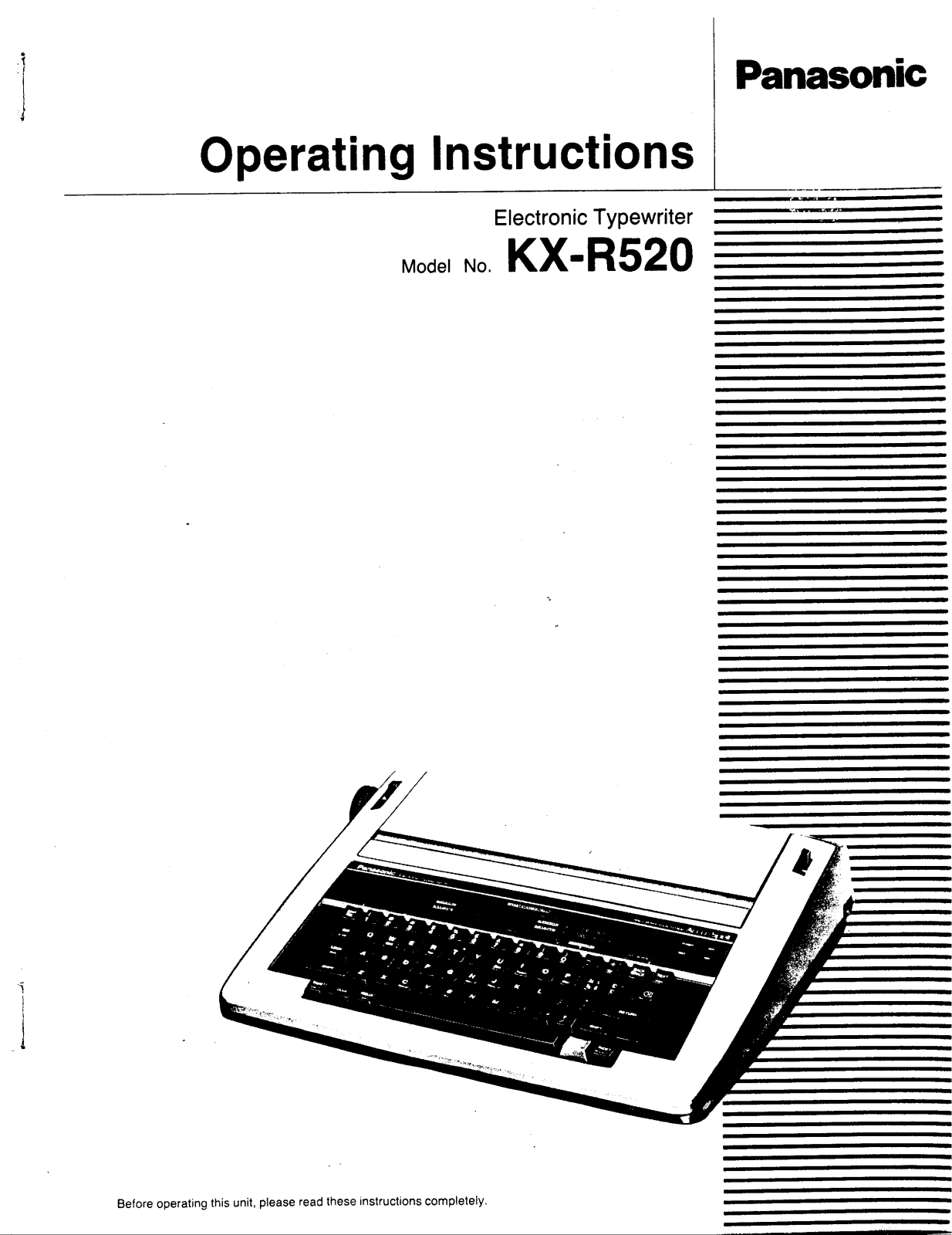 Panasonic kx-r520 Operation Manual