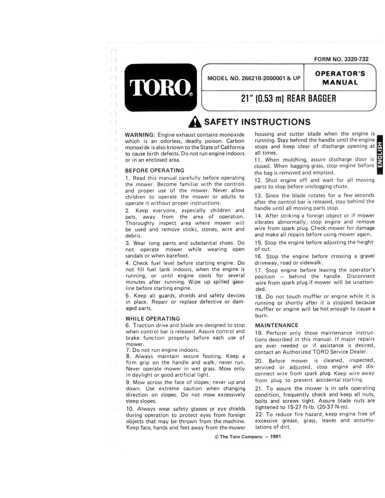 Toro 26621B Operator's Manual