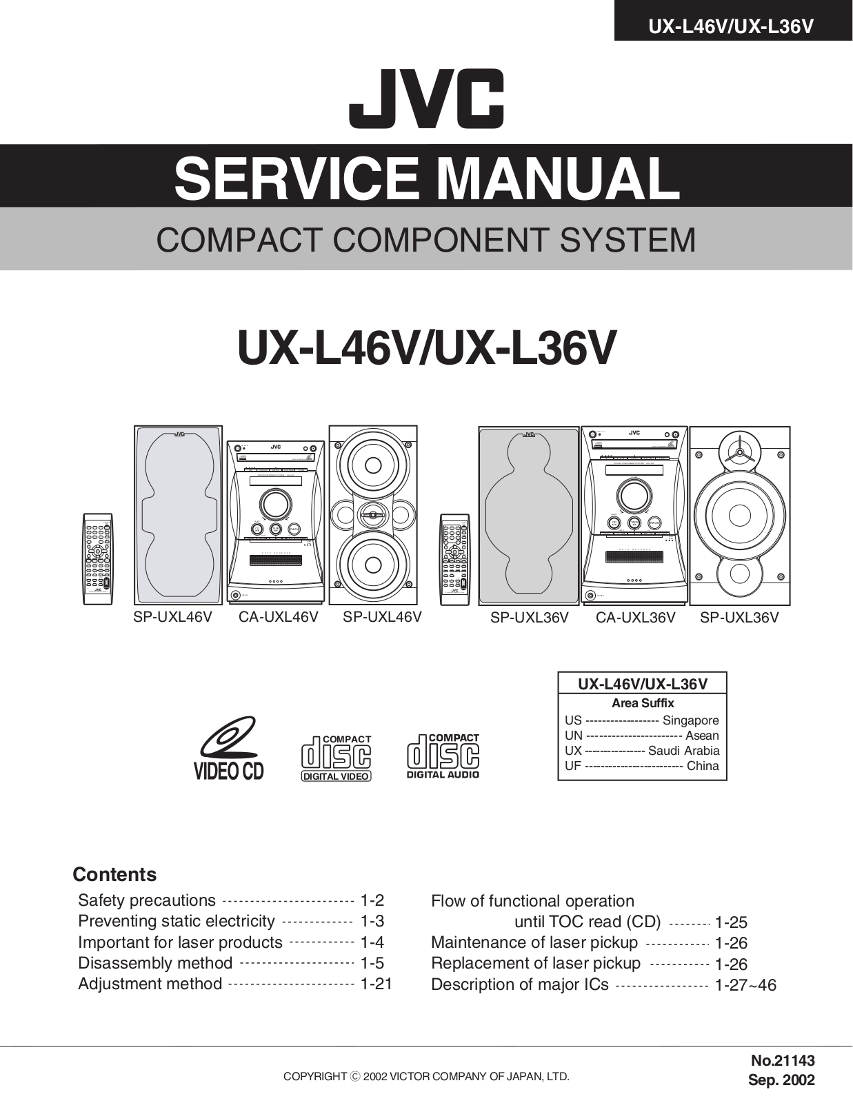 Jvc UX-L46-V, UX-L36-V Service Manual