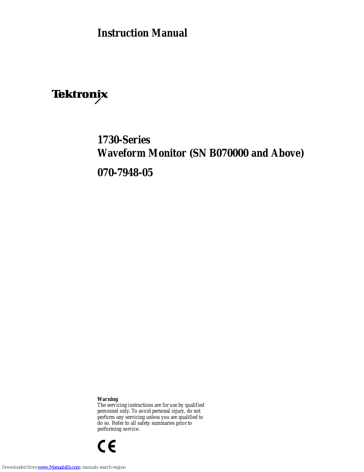 Tektronix 1730 Series Instruction Manual