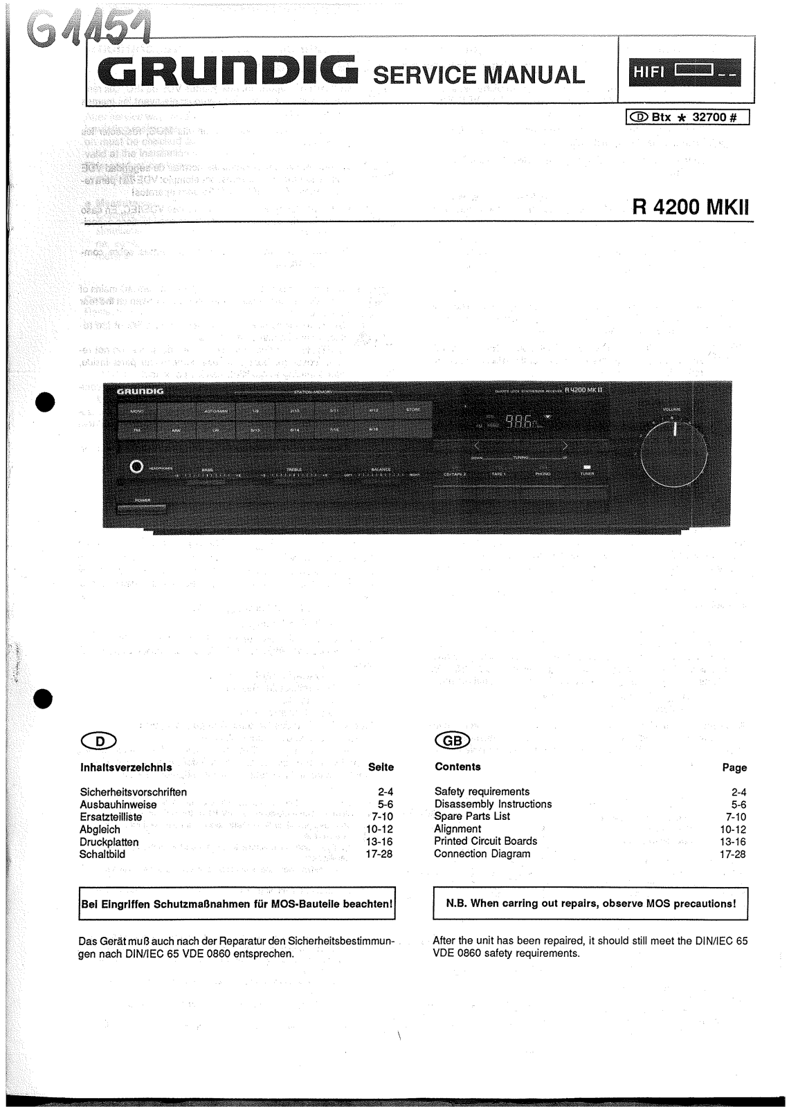 Grundig R-4200 Mk2 Service manual