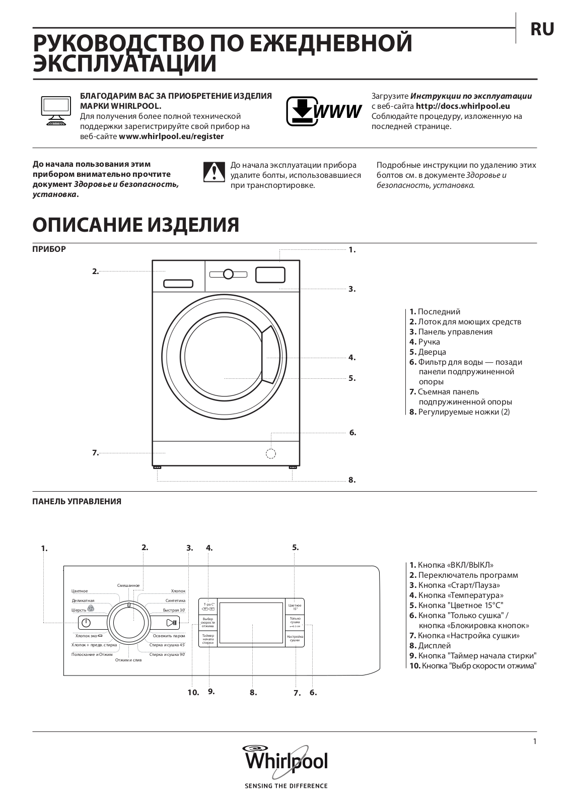 WHIRLPOOL WWDC 8614 Daily Reference Guide