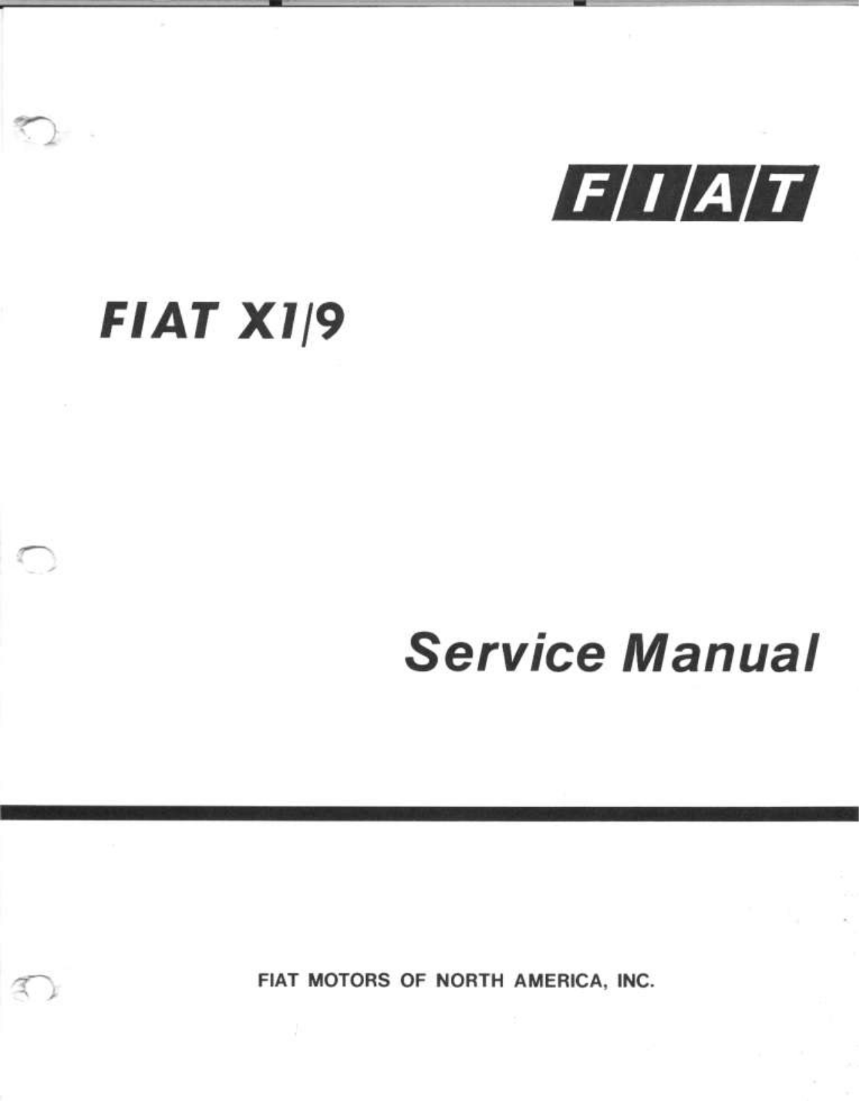 Fiat X1-9 1982 User Manual