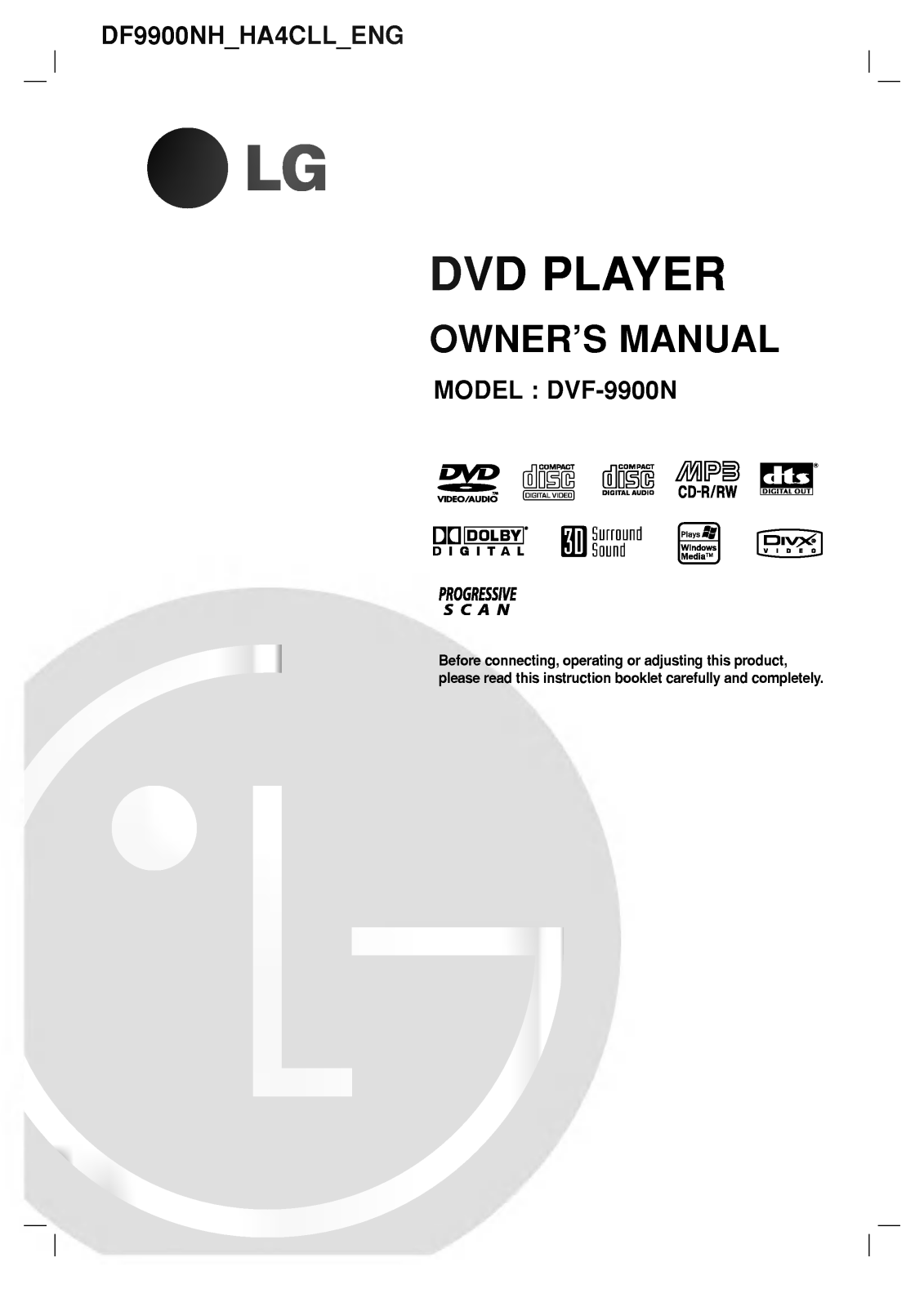 LG DF9900NH Owner's manual