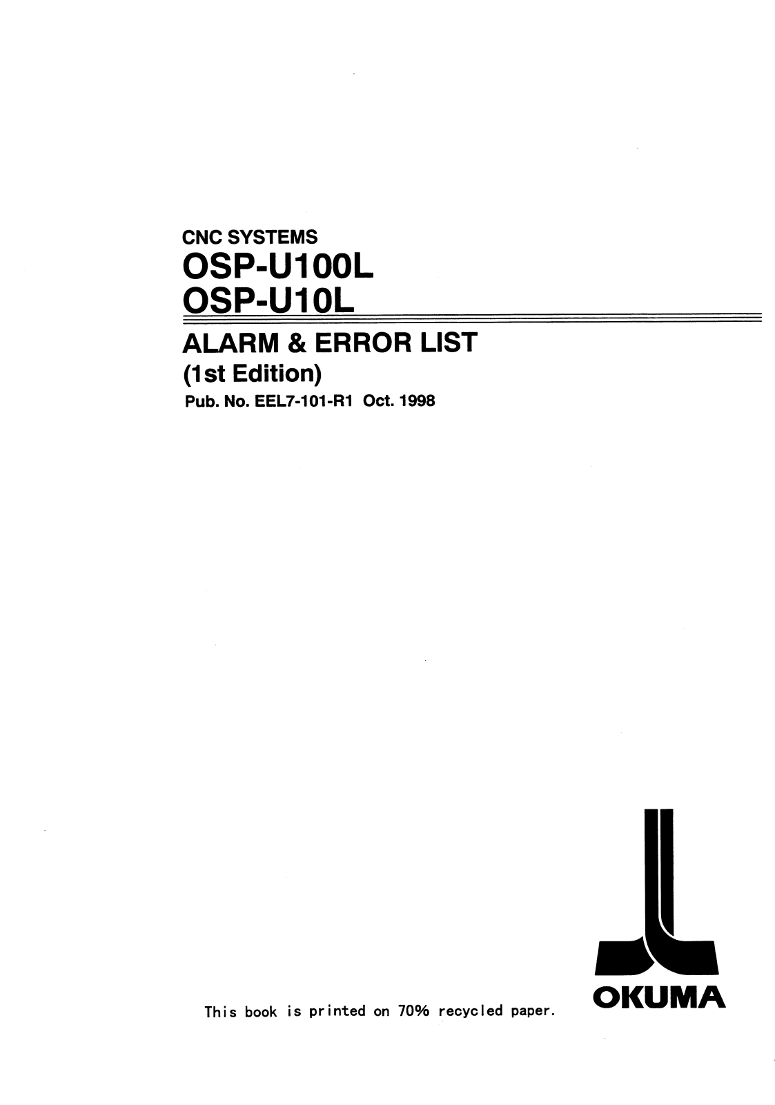 okuma OSP-U100L, OSP-U10L User Manual