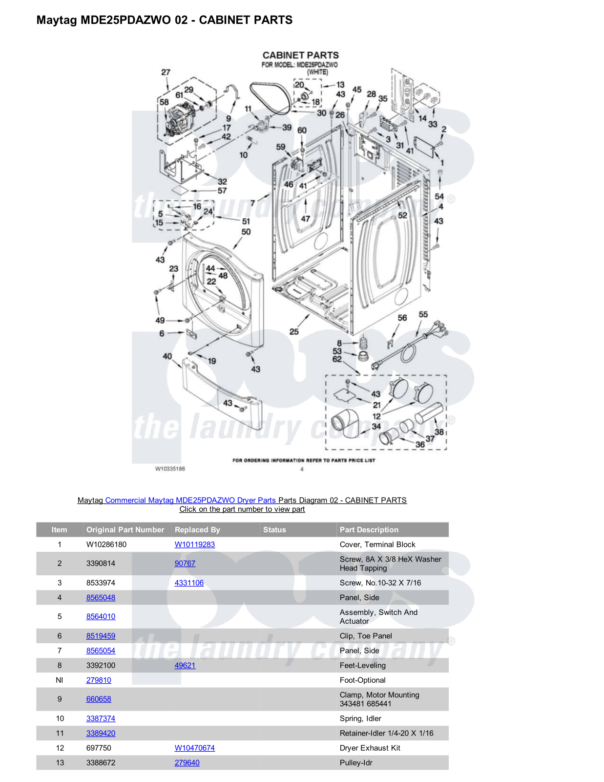 Maytag MDE25PDAZWO Parts Diagram