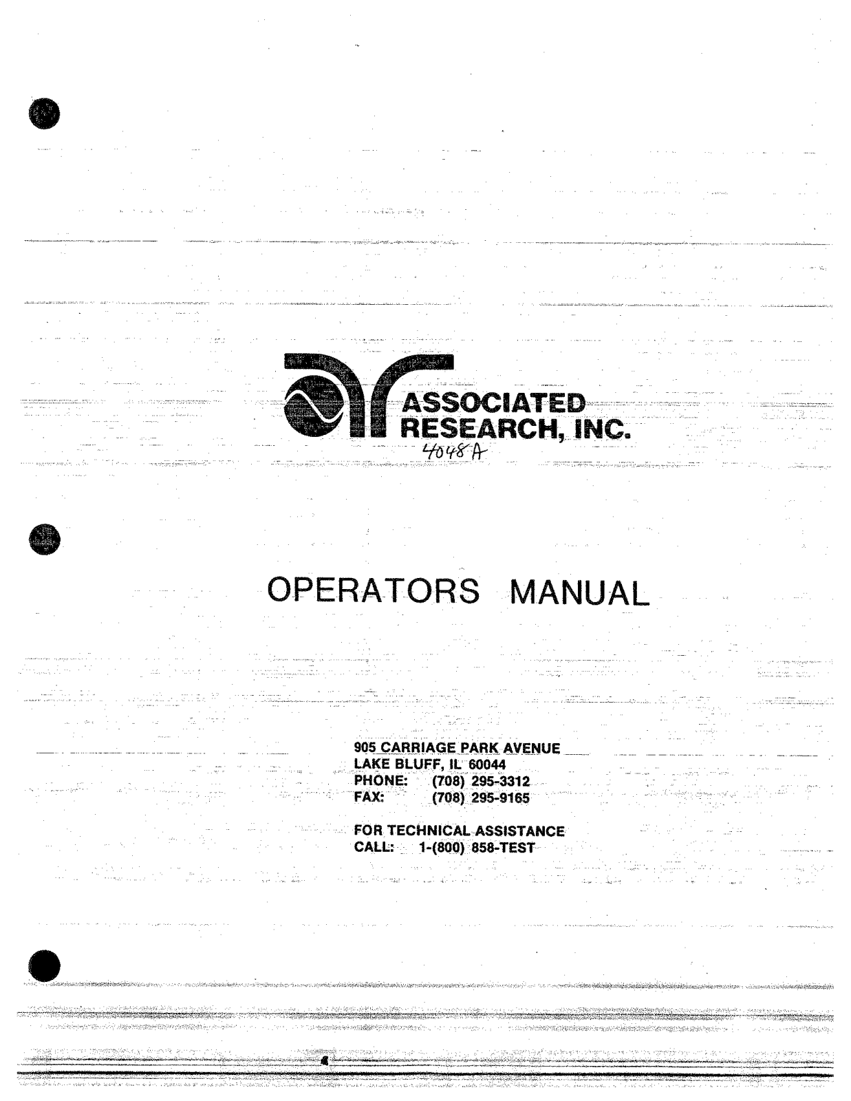 Associated Research 4048A User Manual