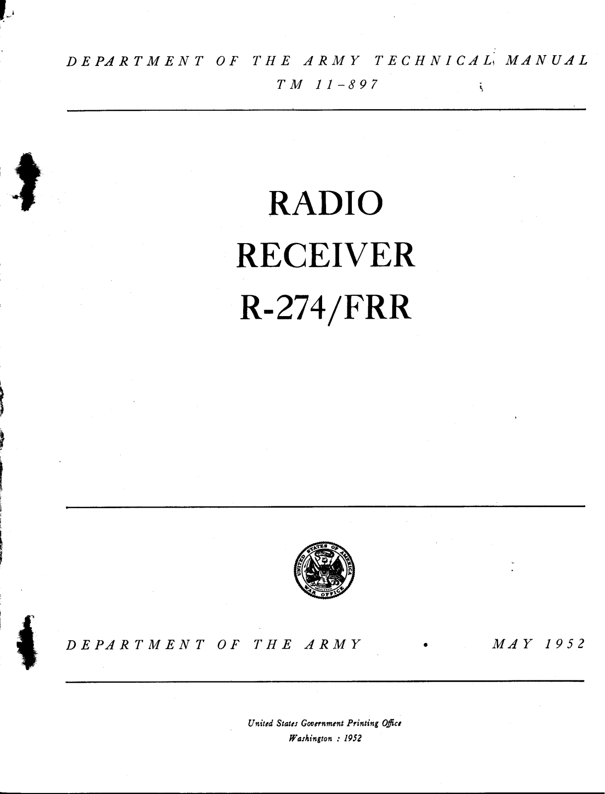 Department of the Army R-274 FRR Technical Manual