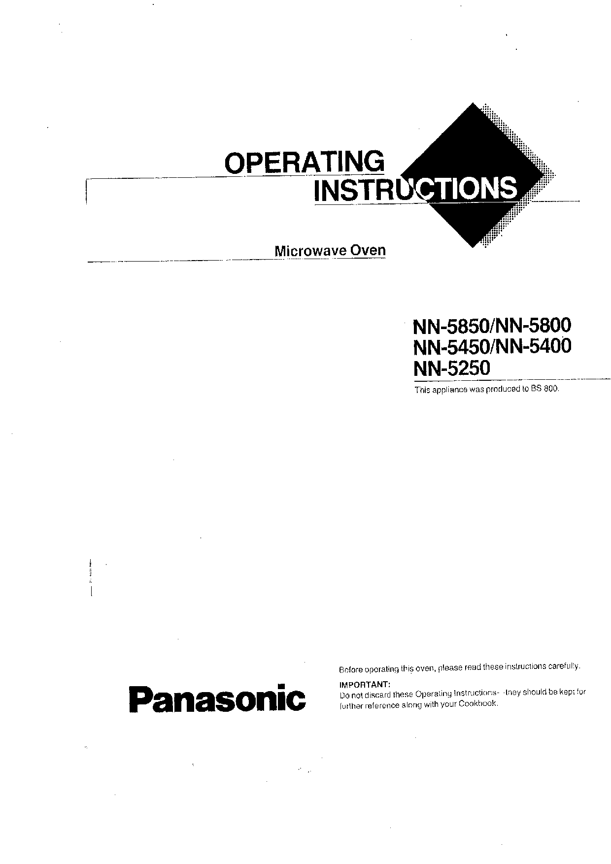 Panasonic NN-5400, NN-5800, NN-5850, NN-5450, NN-5250 User Manual