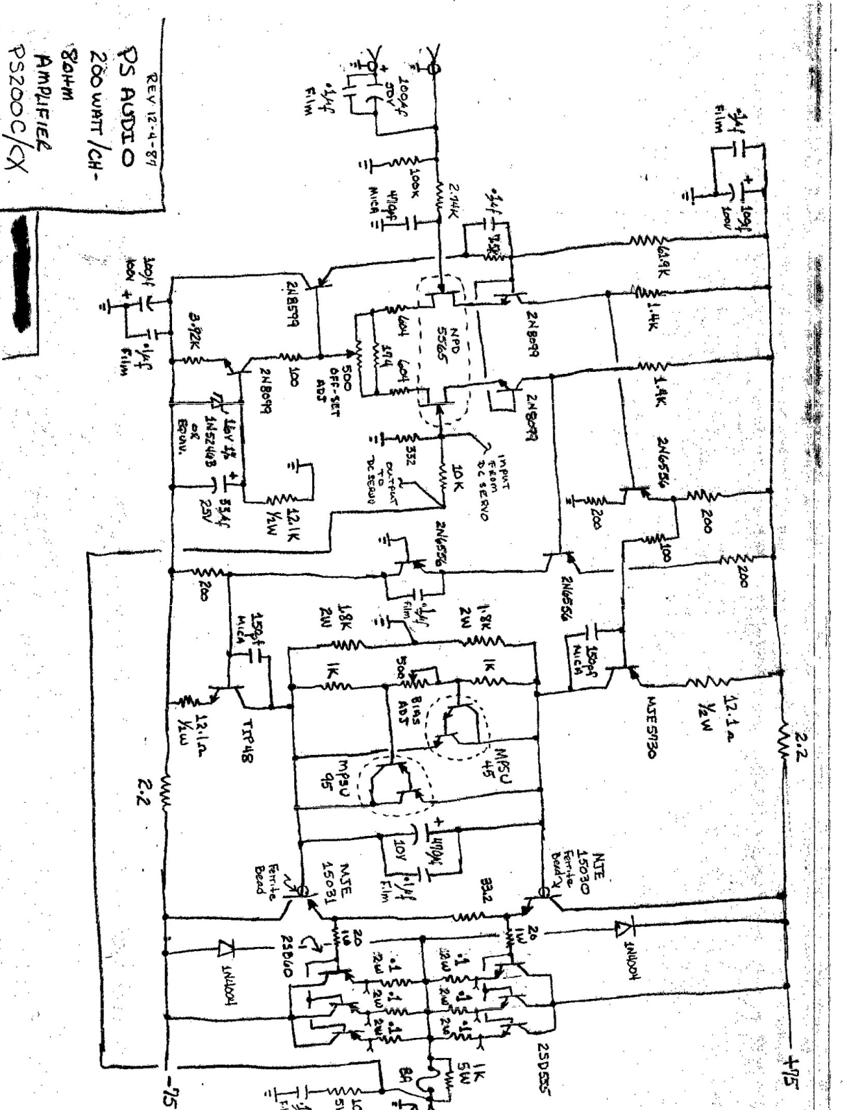 PS Audio 200-CX Schematic