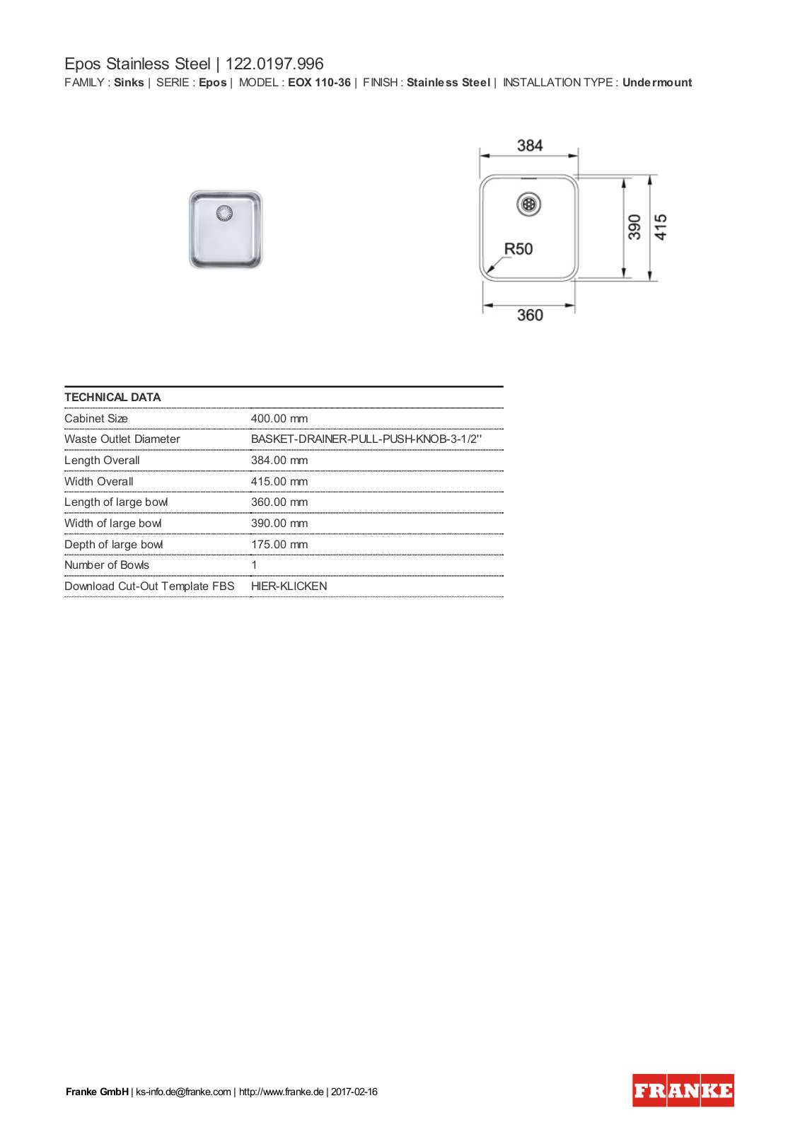 Franke 122.0197.996 Service Manual