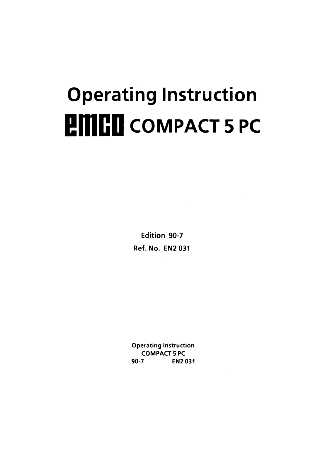 emco winnc Compact 5 Operating Manual - ManualMachine.com