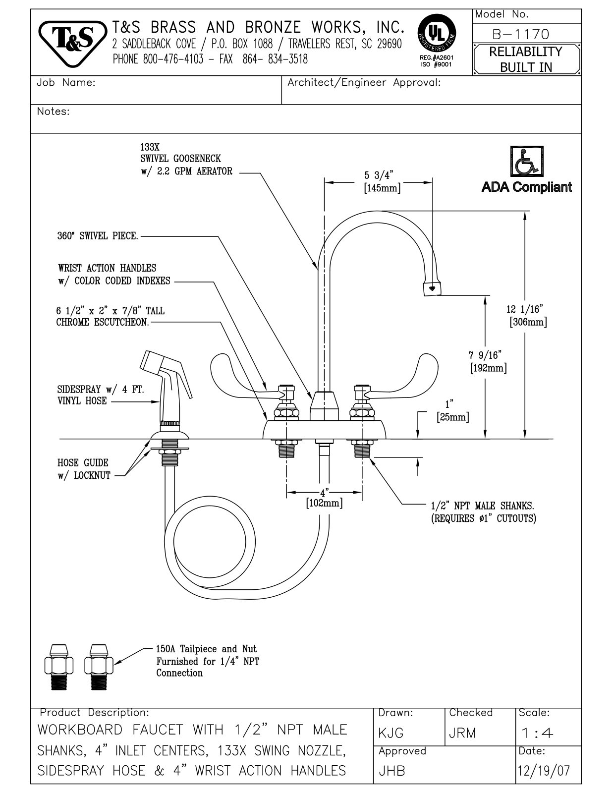 T & S Brass & Bronze Works B-1170 General Manual
