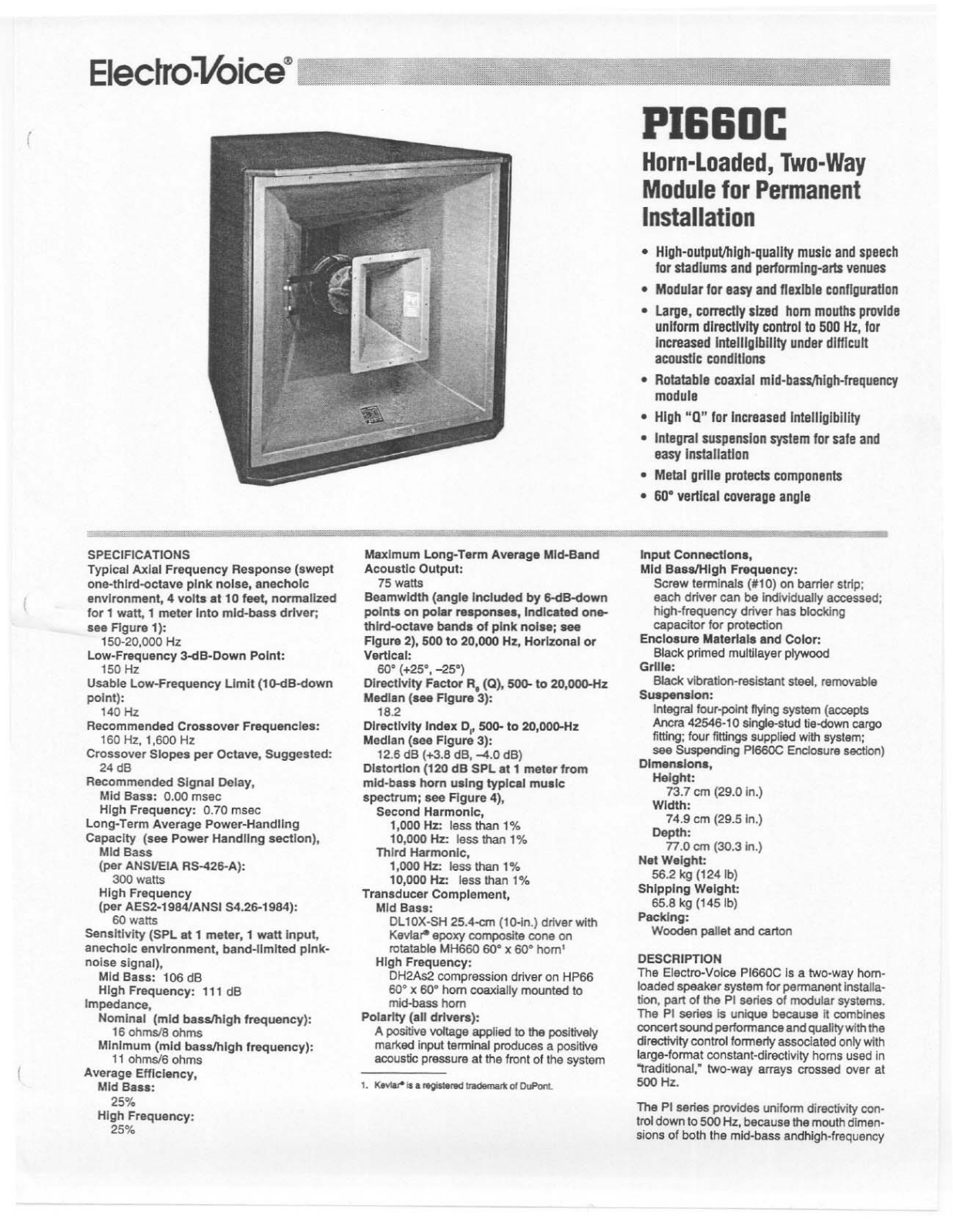 Electro-voice PI660C DATASHEET