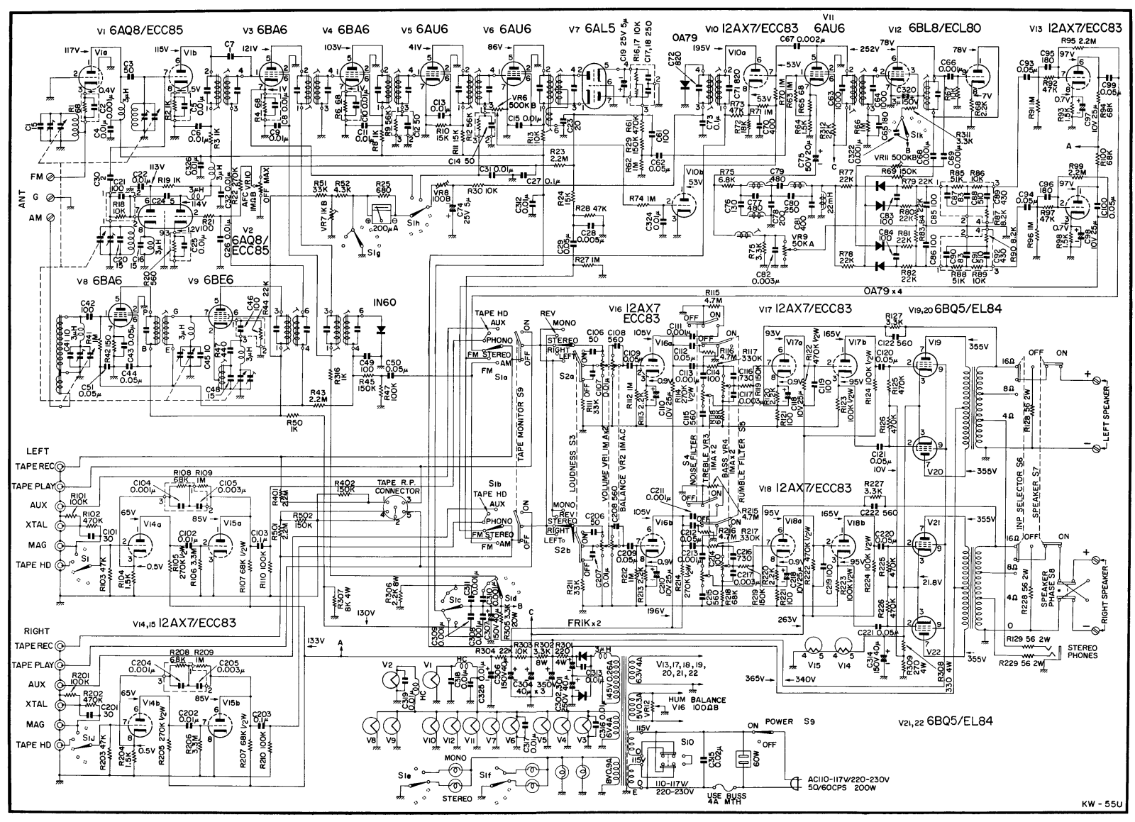 Kenwood kw 55u schematic