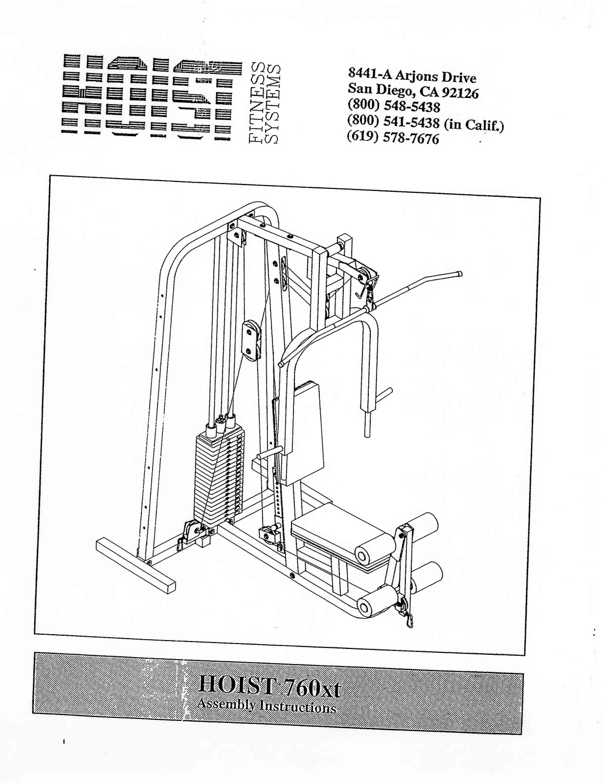 Hoist Fitness 760xt User Manual