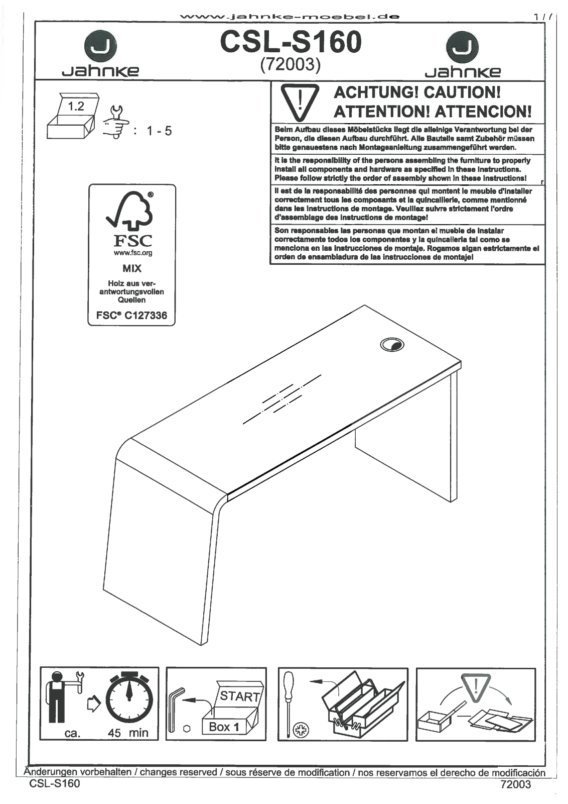 Jahnke CSL-S 160 Assembly instructions