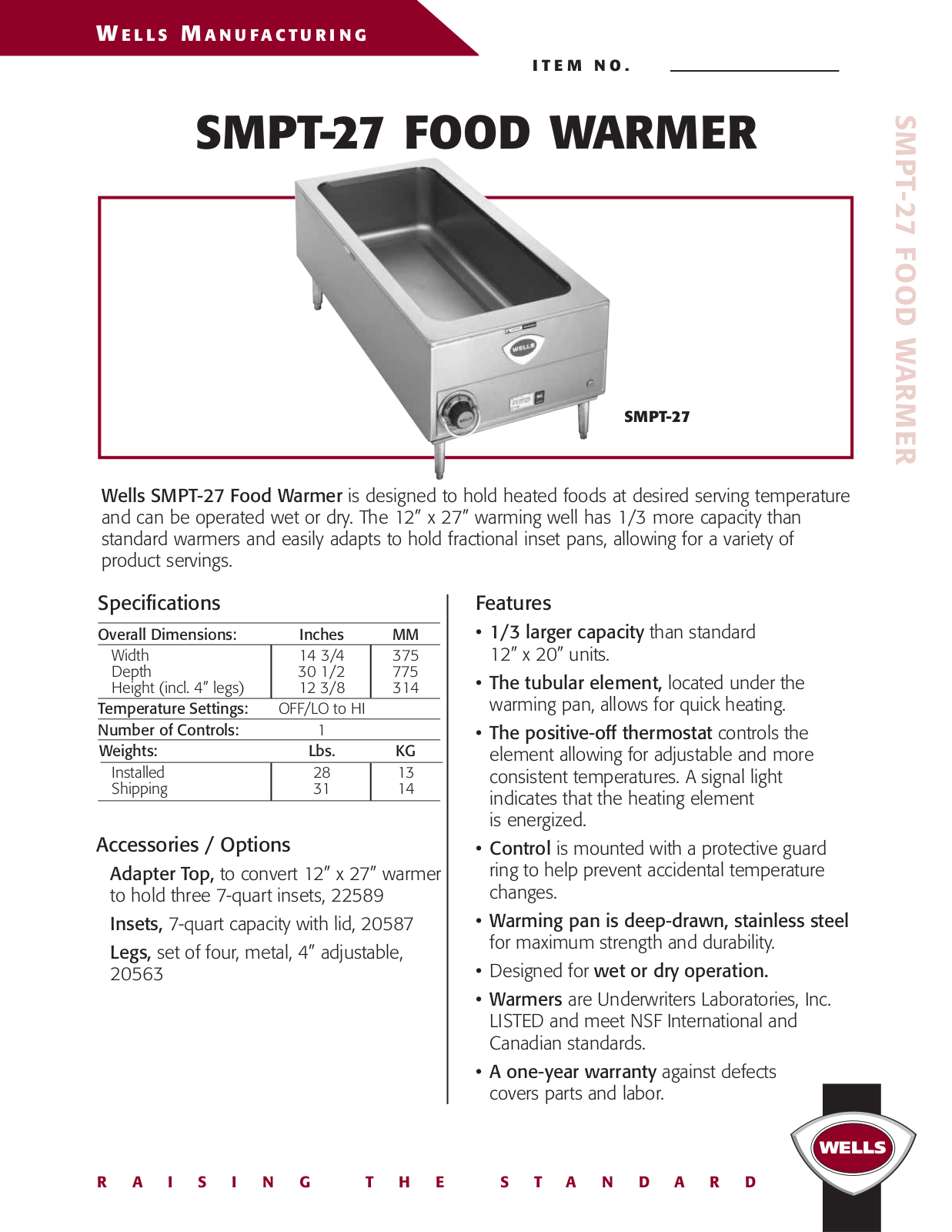 Wells SMPT-27 User Manual