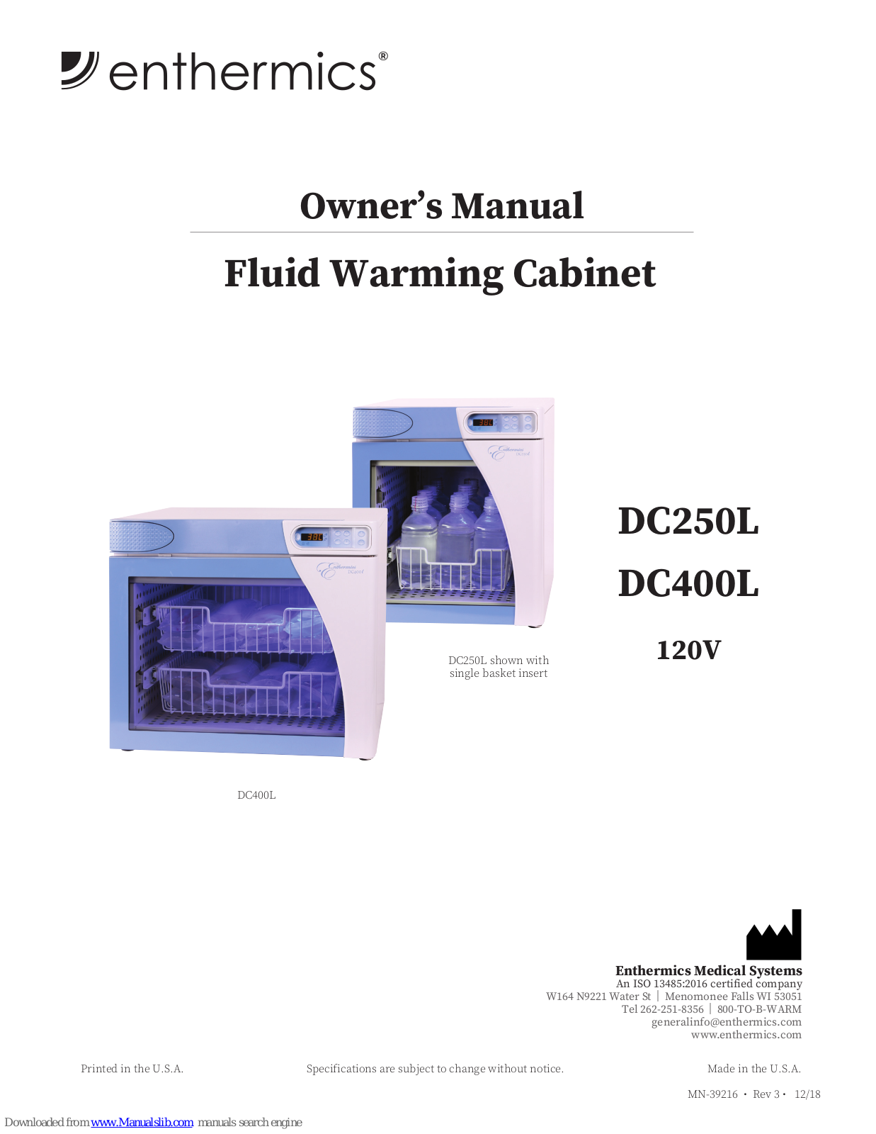 Enthermics DC250L, DC400L Owner's Manual