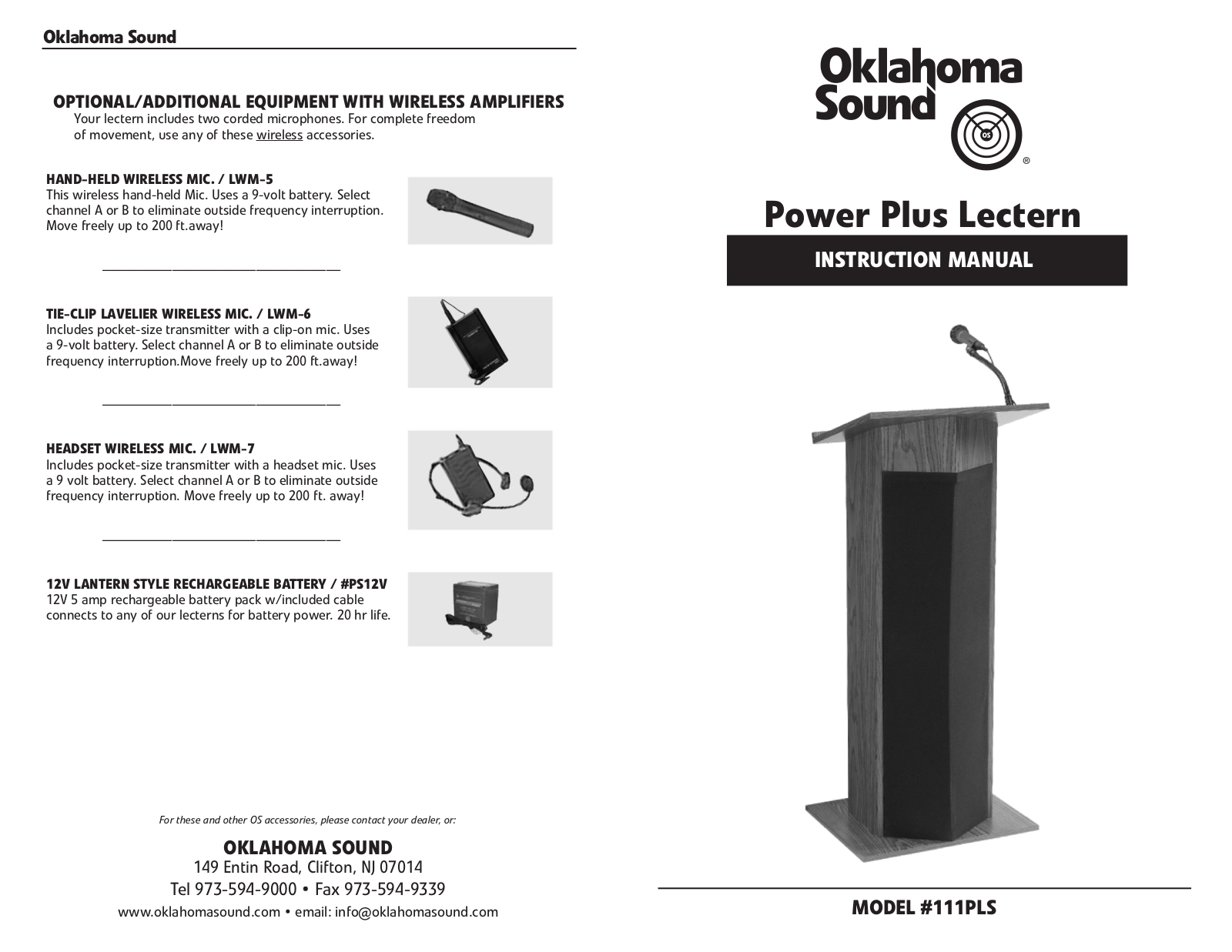 Oklahoma Sound 111PLS User Manual