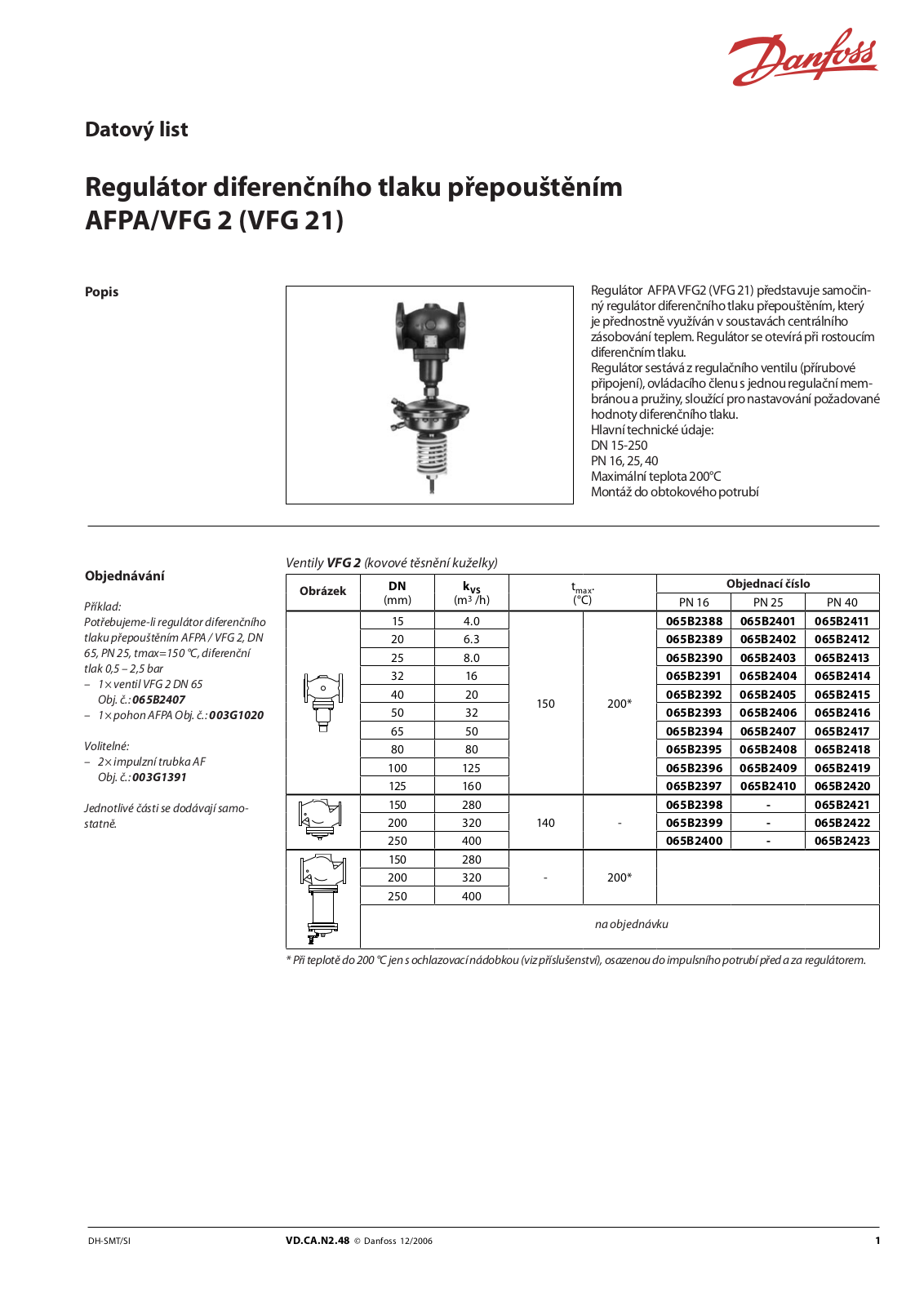 Danfoss AFPA, VFG 2, VFG 21 Data sheet