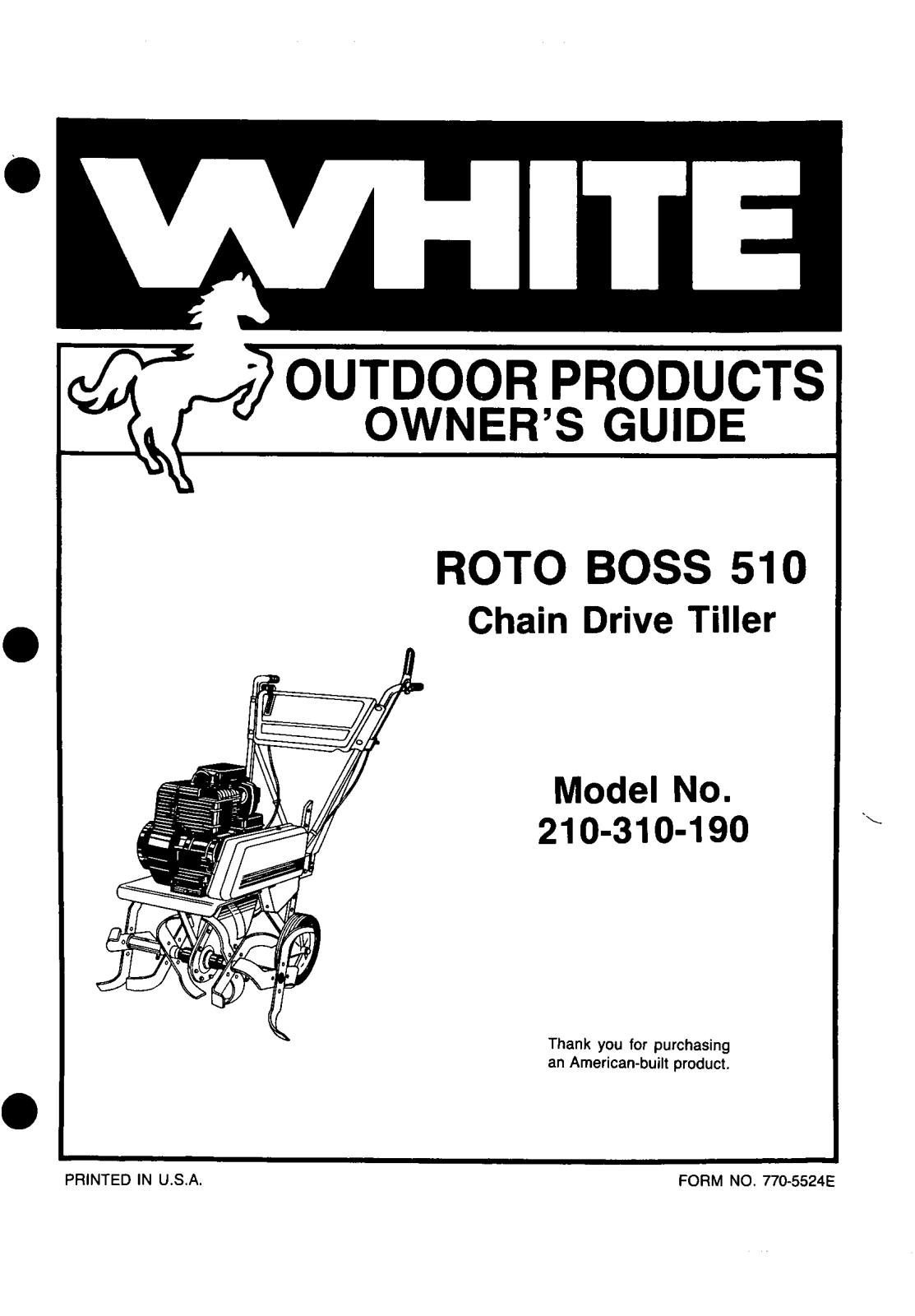 White 210-310-190 User Manual