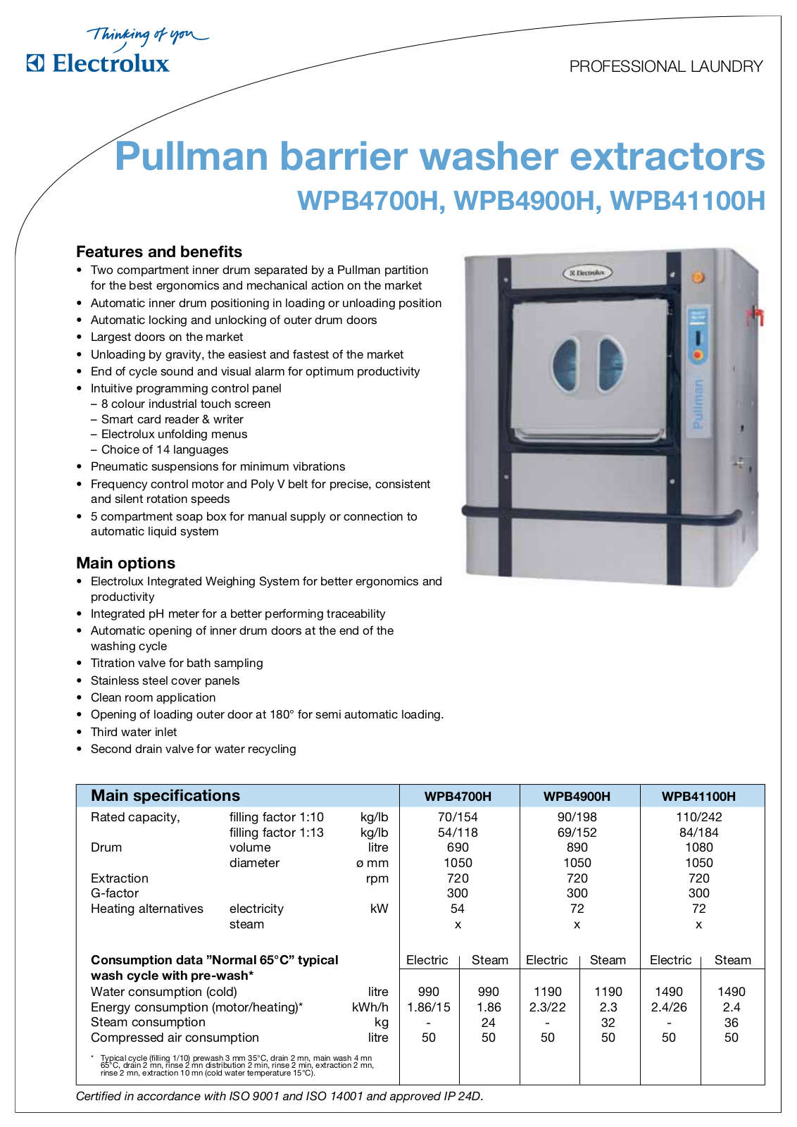 Electrolux WPB4700H, WPB4900H DATASHEET