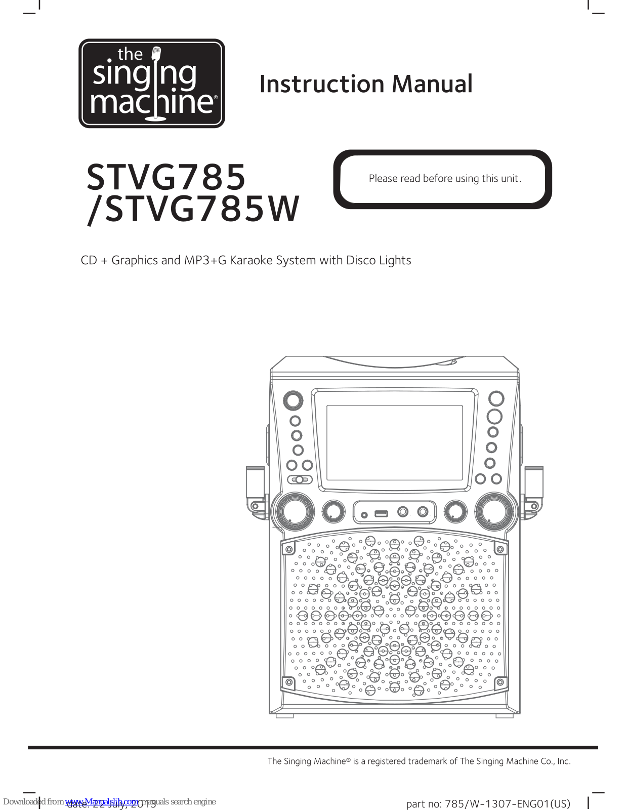 The Singing Machine STVG785, STVG785W Instruction Manual