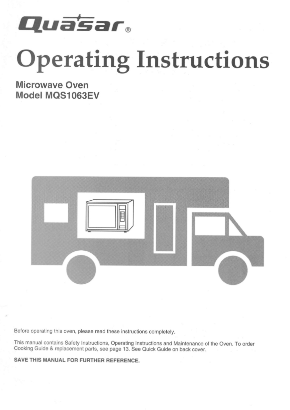 Quasar MQS1063EV User Manual